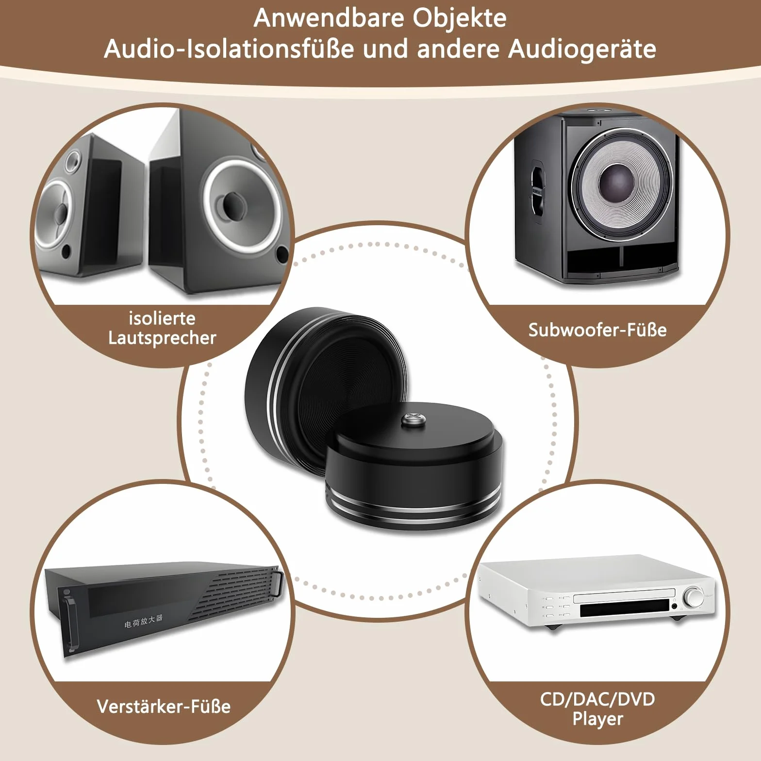 Tertullus 4 aluminiowe nóżki do urządzeń HiFi 39 mm × 17 mm czarne śruby głośnik, absorber subwoofer, nóżki z 4 śrubami do urządzeń Hi-Fi