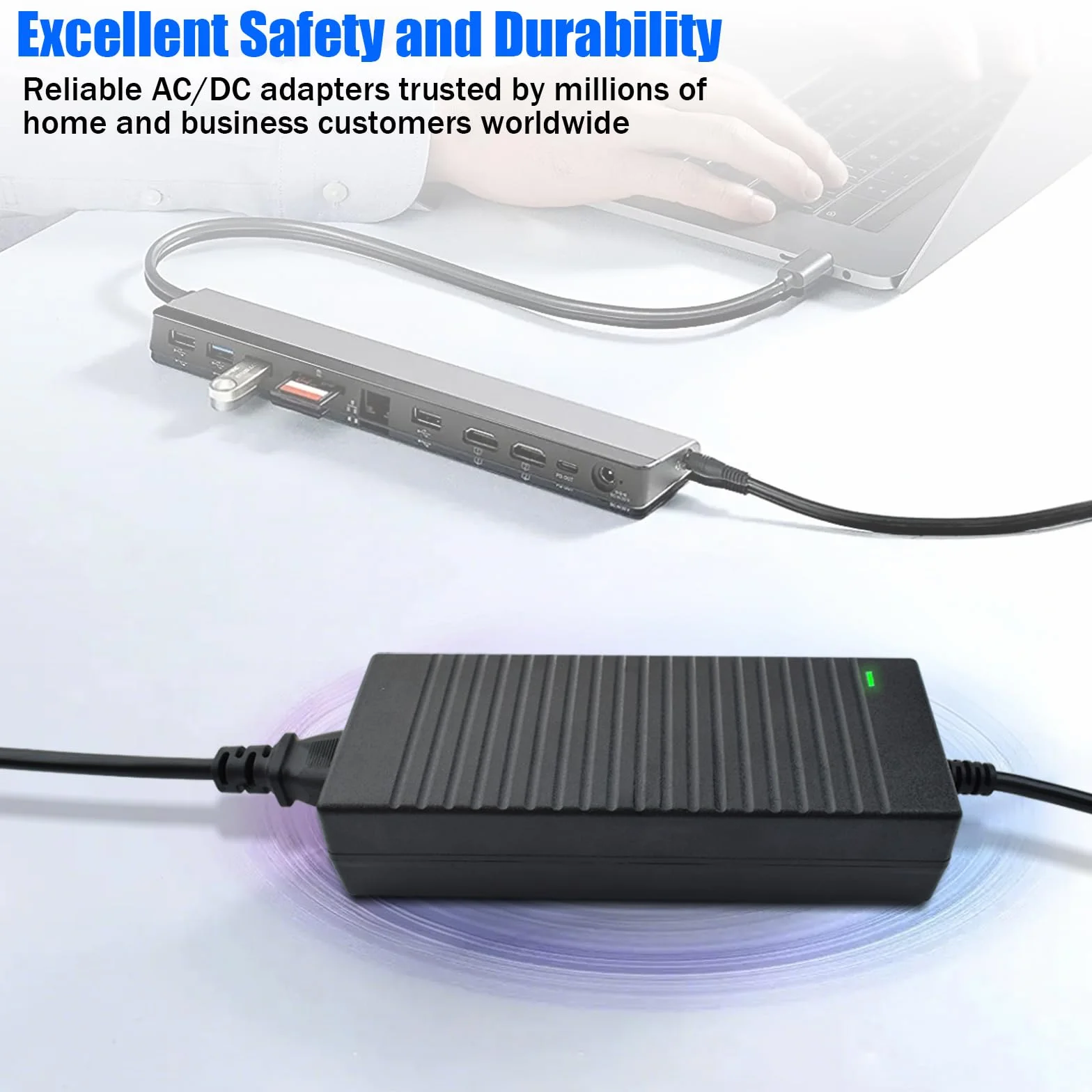 Zasilacz AC 100-240V do 12V 10A Transformator 120W Uniwersalny zasilacz z wtyczką 5,5 x 2,5 mm do taśm LED, kamer, DVD, ekranów LCD i innych