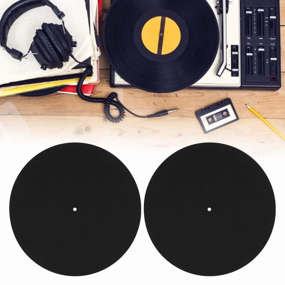 Gramofon mata gramofonowa, 2 szt.12-calowa antypoślizgowa, odporna na wstrząsy audiofilska mata z gumy silikonowej do gramofonu LP