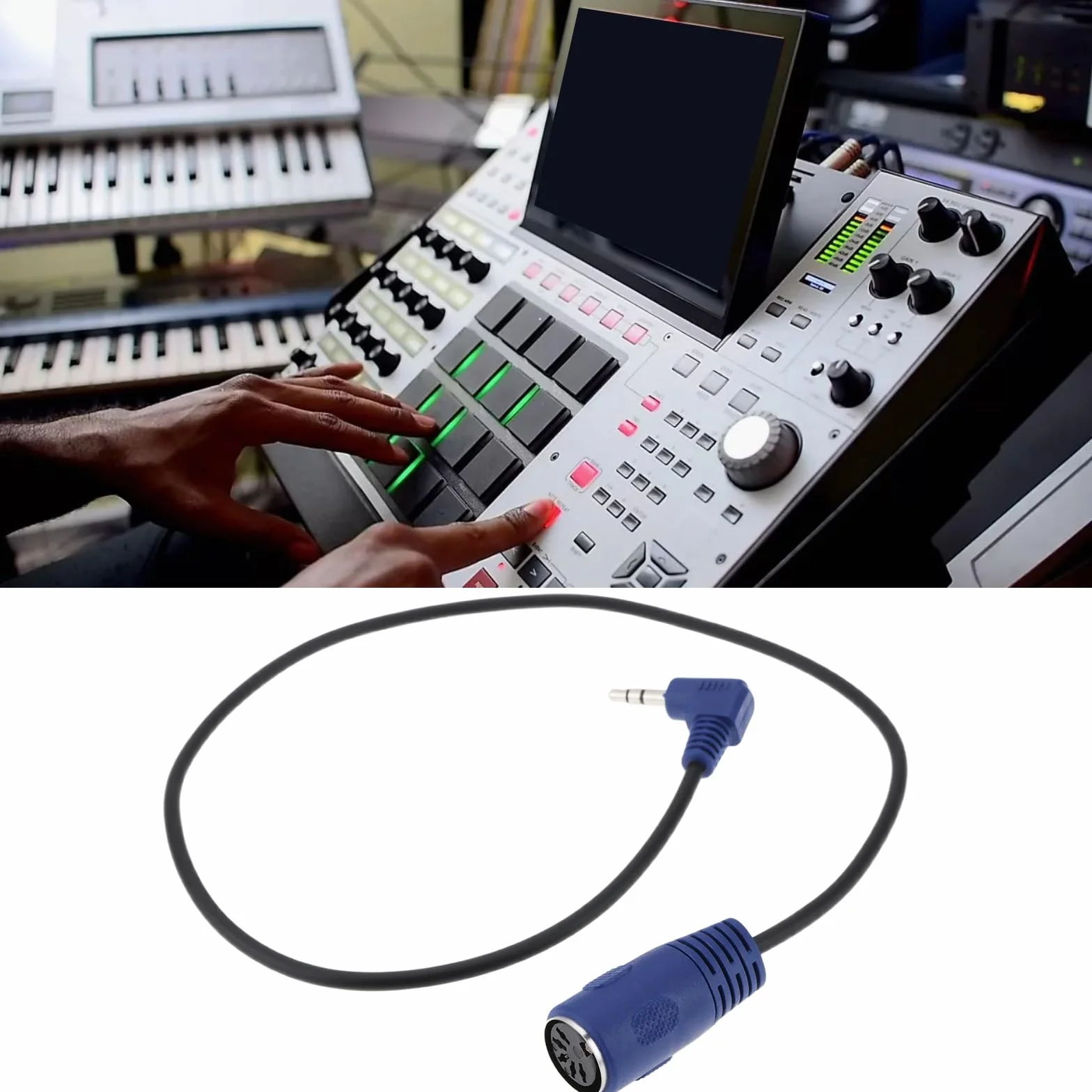 5-pinowy kabel MIDI żeński do TRS 3,5 mm męski kabel kompatybilny z Akai MPC Studio MPC Touch MPX8 SQ-1, 90° TRS