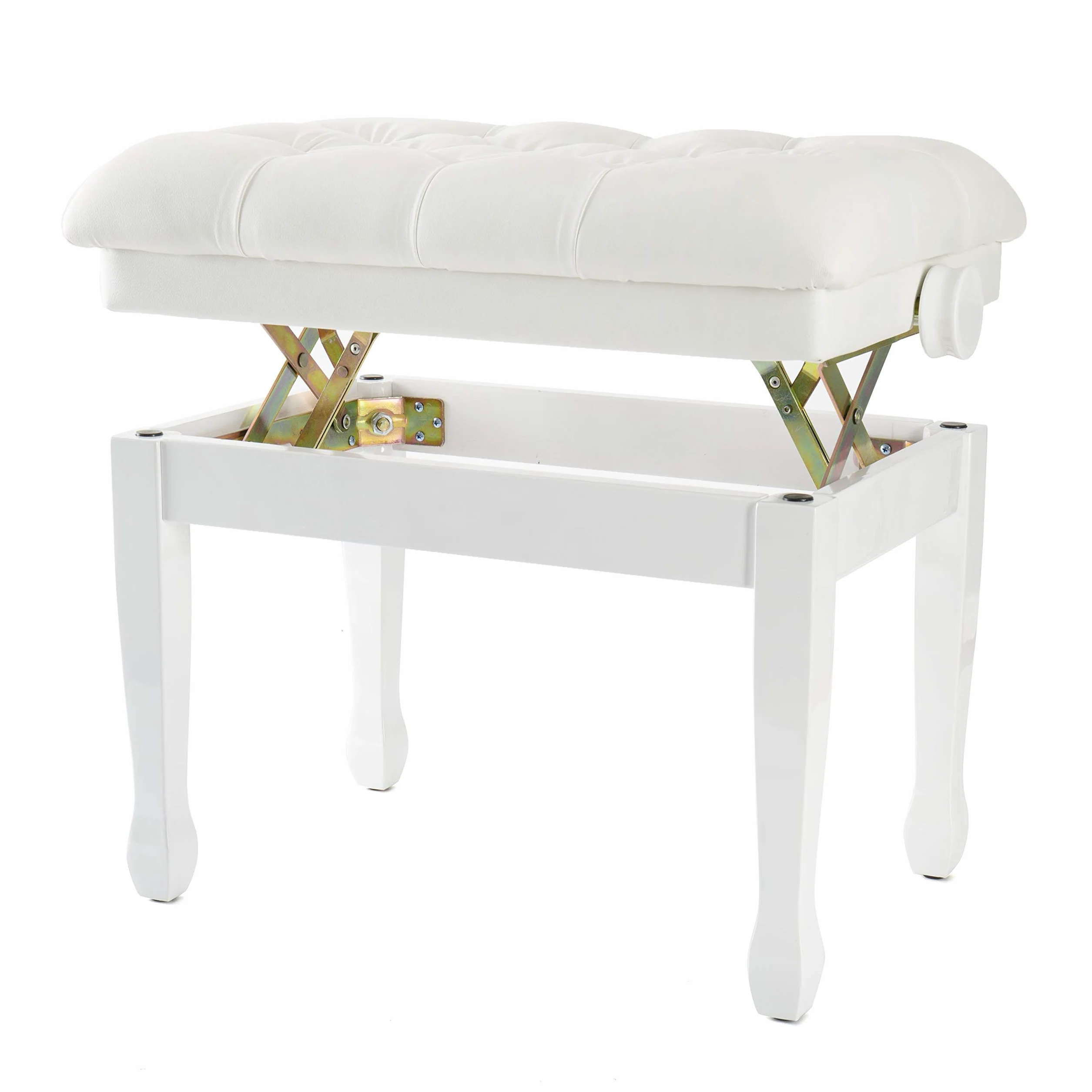 Fame PB-30C Cushioned Piano Bench White Satin Ława do pianina