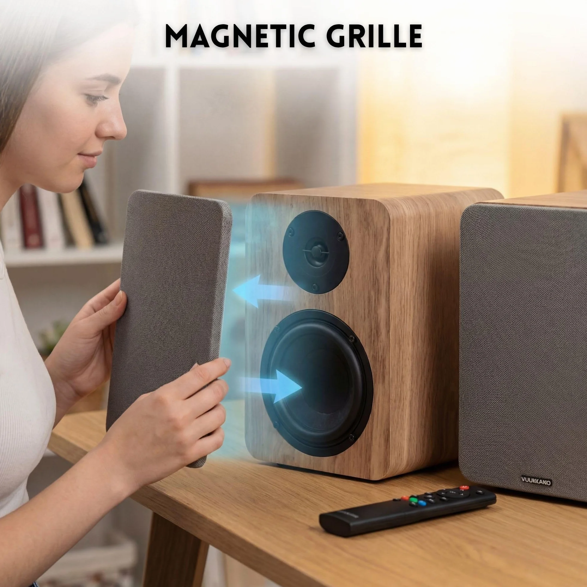 VULKKANO A4 ARC MKII 4-calowy głośnik niskotonowy z głośnikiem niskotonowym, Bluetooth 5.0, HDMI ARC, Optica, RCA, USB, z wyjściem subwoofera, monitory studyjne o eleganckim wyglądzie, kolor brązowy