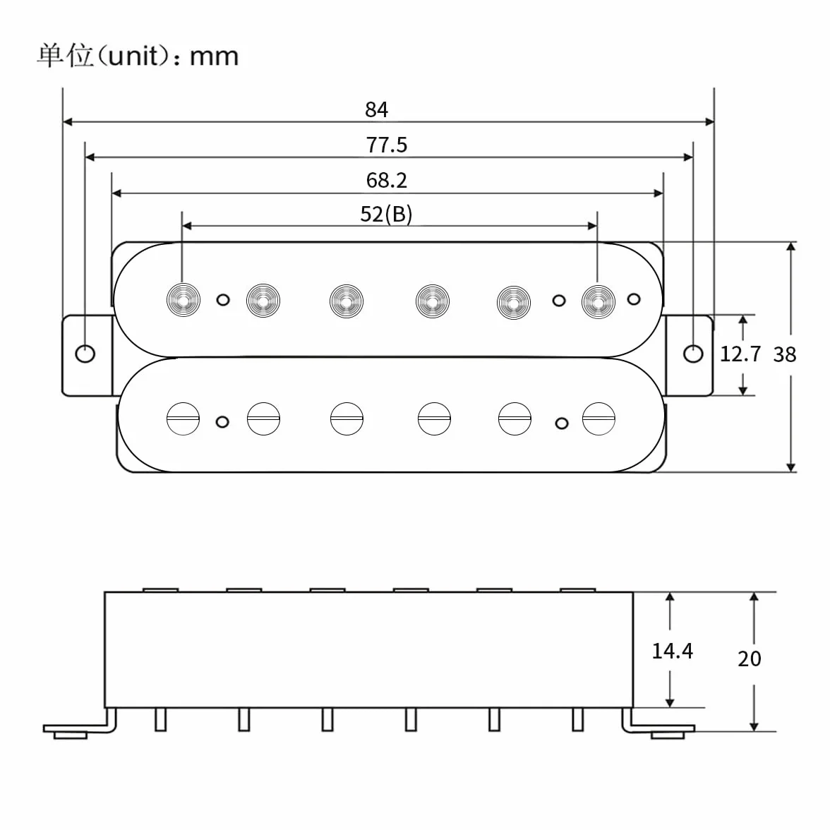 FLEOR Gitara elektryczna Humbucker Bridge Alnik 5 przetworników czarny