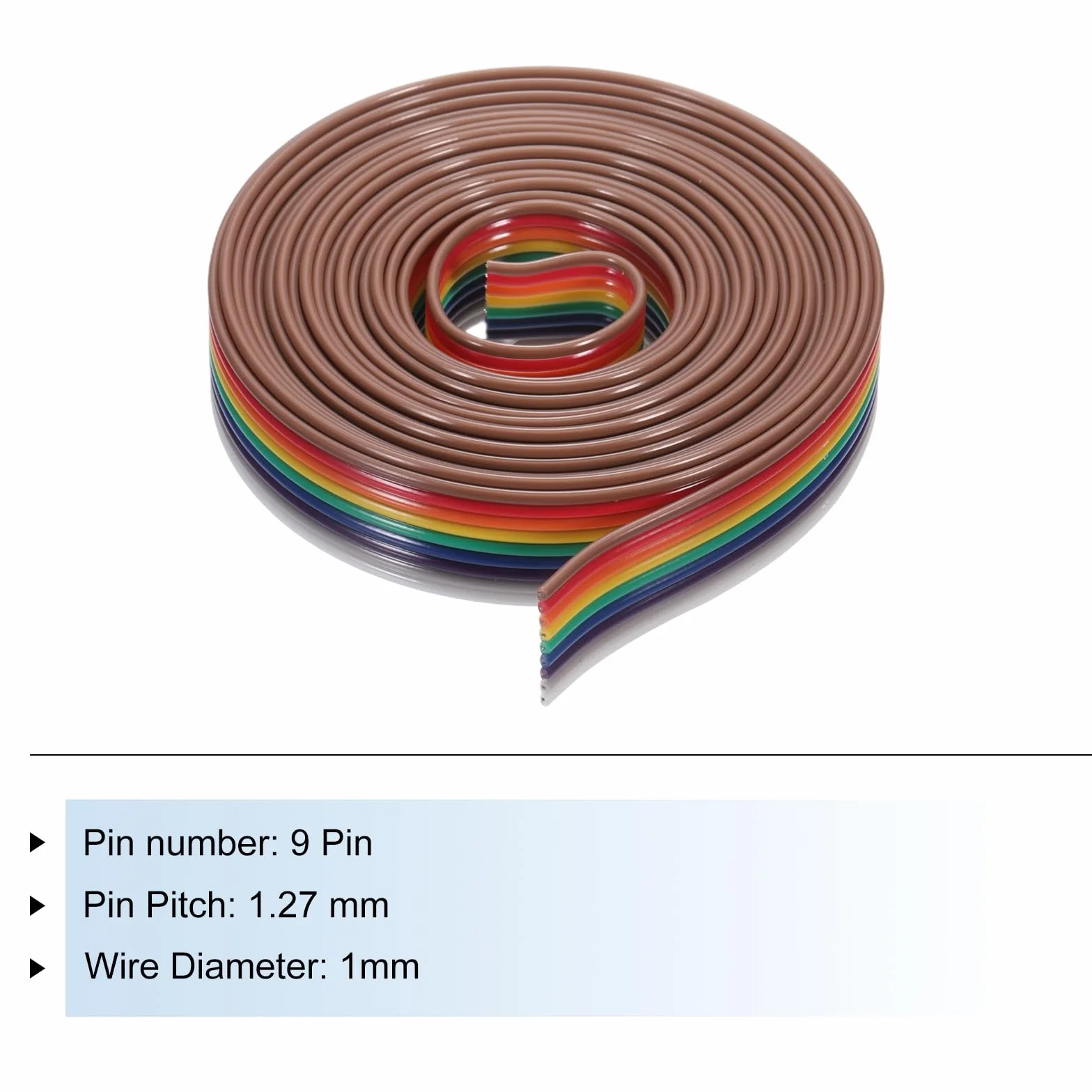 QUARKZMAN 1 szt. 9 pinów płaskich Rainbow Ribbon Cable 6.6 Ft 1,27 mm Pitch Breadboard Jumper Wires do projektów elektronicznych