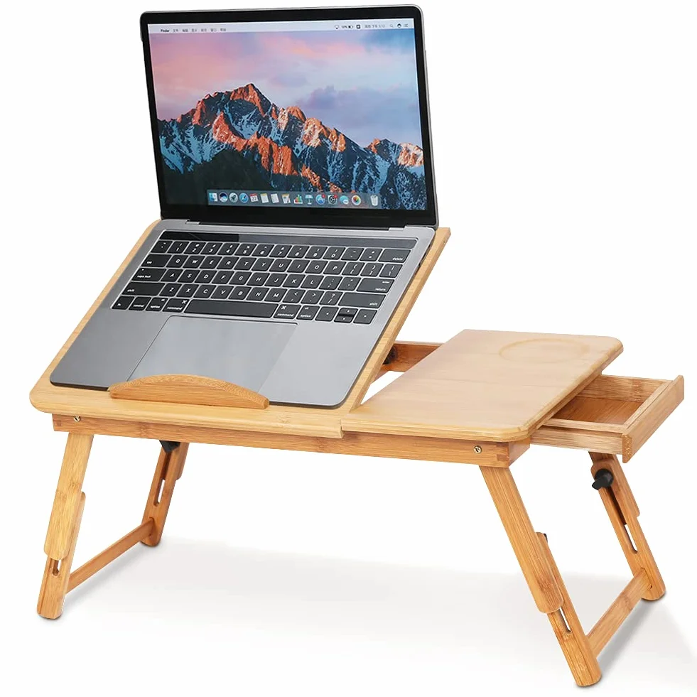 Stolik Łóżko dla PC, stół taca śniadaniowa składane biurko na laptopa sofa drewniane stoliki regulowane Laptop Tablet z szalunkiem, składane drewniane 50x30x20cm