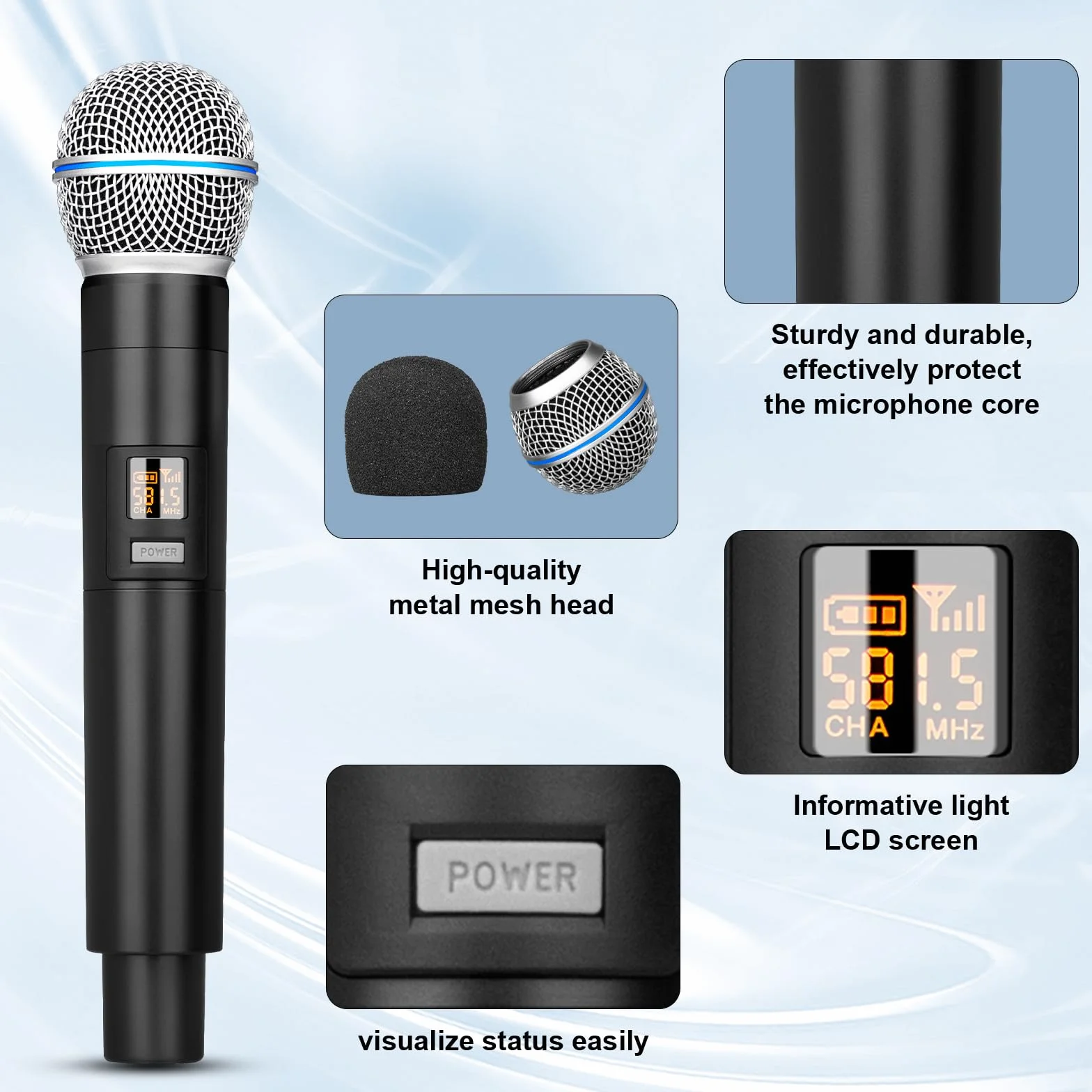 Depusheng R4-Pro mikrofon bezprzewodowy do karaoke, profesjonalny 4-kanałowy ręczny system mikrofonowy, dynamiczny metalowy mikrofon do śpiewu karaoke, kościoła, karaoke, spotkań, przyjęć, kościoła