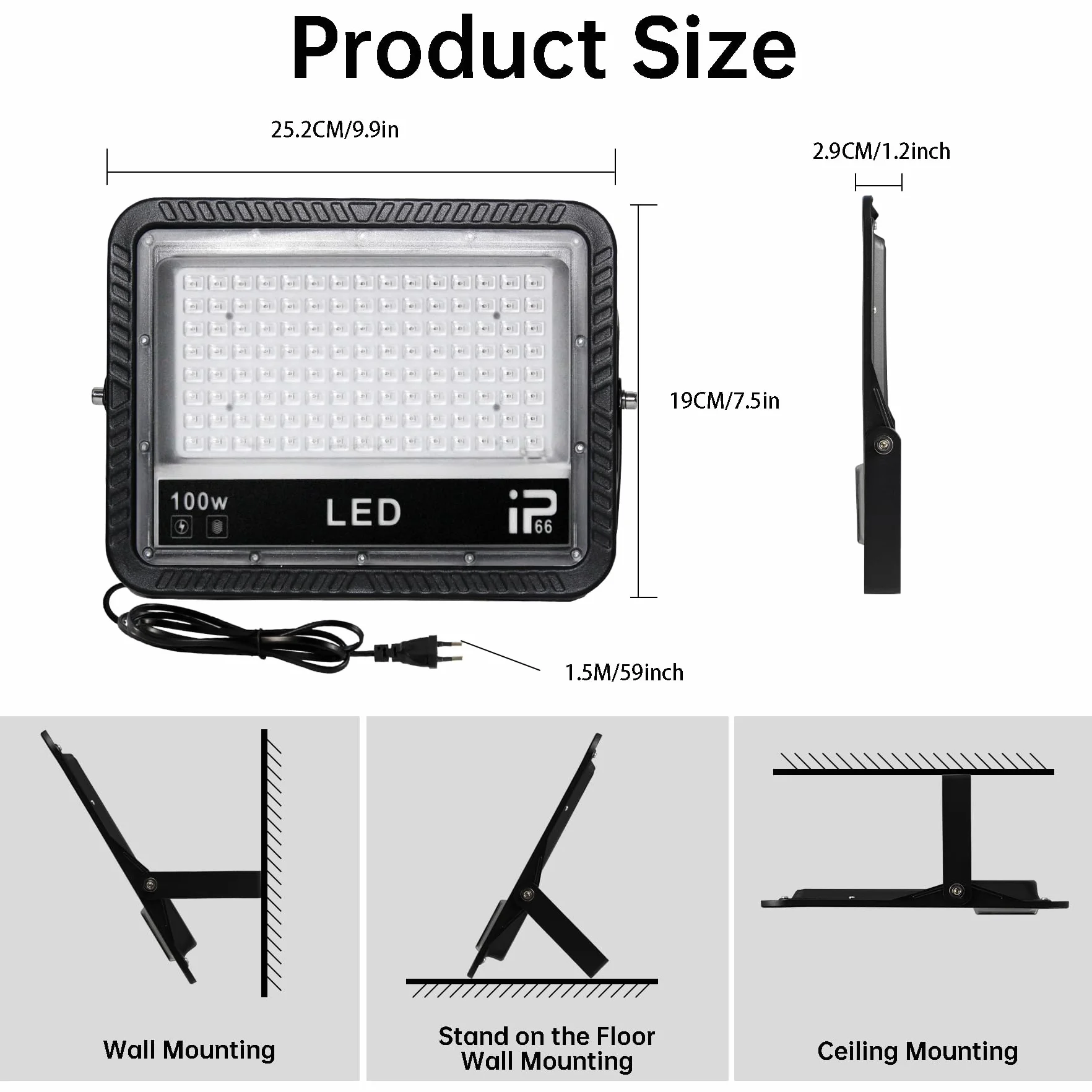 Czarne światło UV 100W IP66 385-400 nm Reflektor Wodoodporny z Przełącznikiem