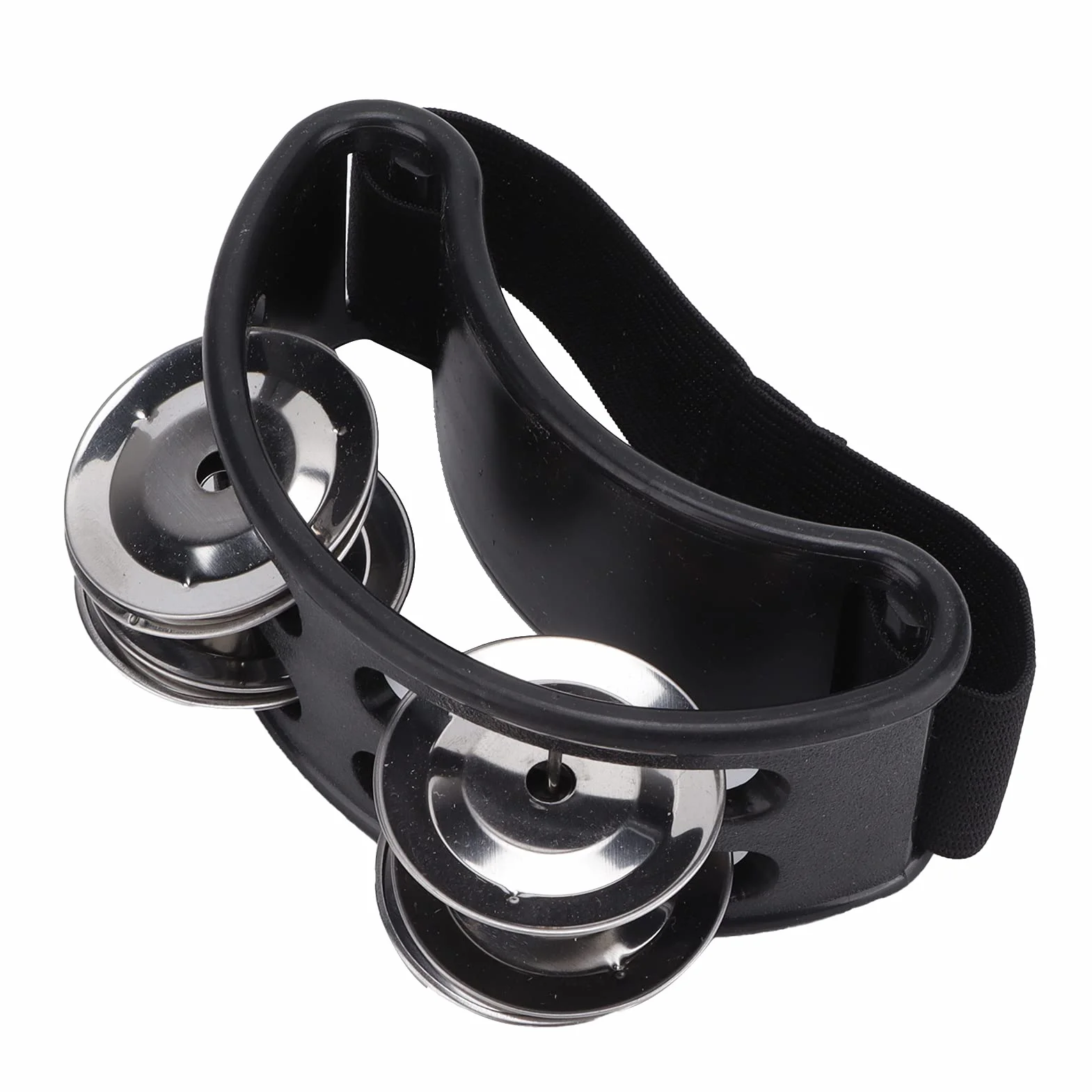 Foot Tamburyn Foot Shaker Metal Jingle Bell Instrument Muzyczny Perkusyjny z Elastycznym Nylonowym Paskiem(czarny)