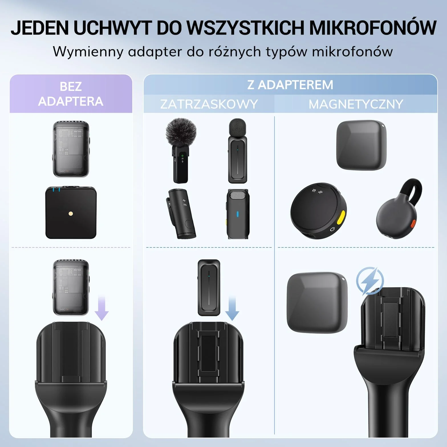 TONOR 2-Opakowanie Uchwyt Mikrofonu DJI RODE, Ręczny Statyw Mikrofonowy GO, Statyw Mikrofonowy do Wywiadów do Wszystkich Mikrofonów Lavalier, Bezprzewodowy Adapter do Vlogów/Wywiadów/Podcastów, TP20