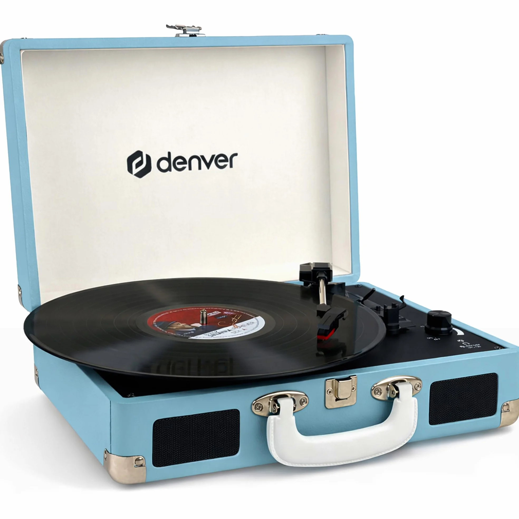 Denver VPL-120BU gramofon retro niebieski odtwarzacz winylowy USB automatyczne zatrzymanie