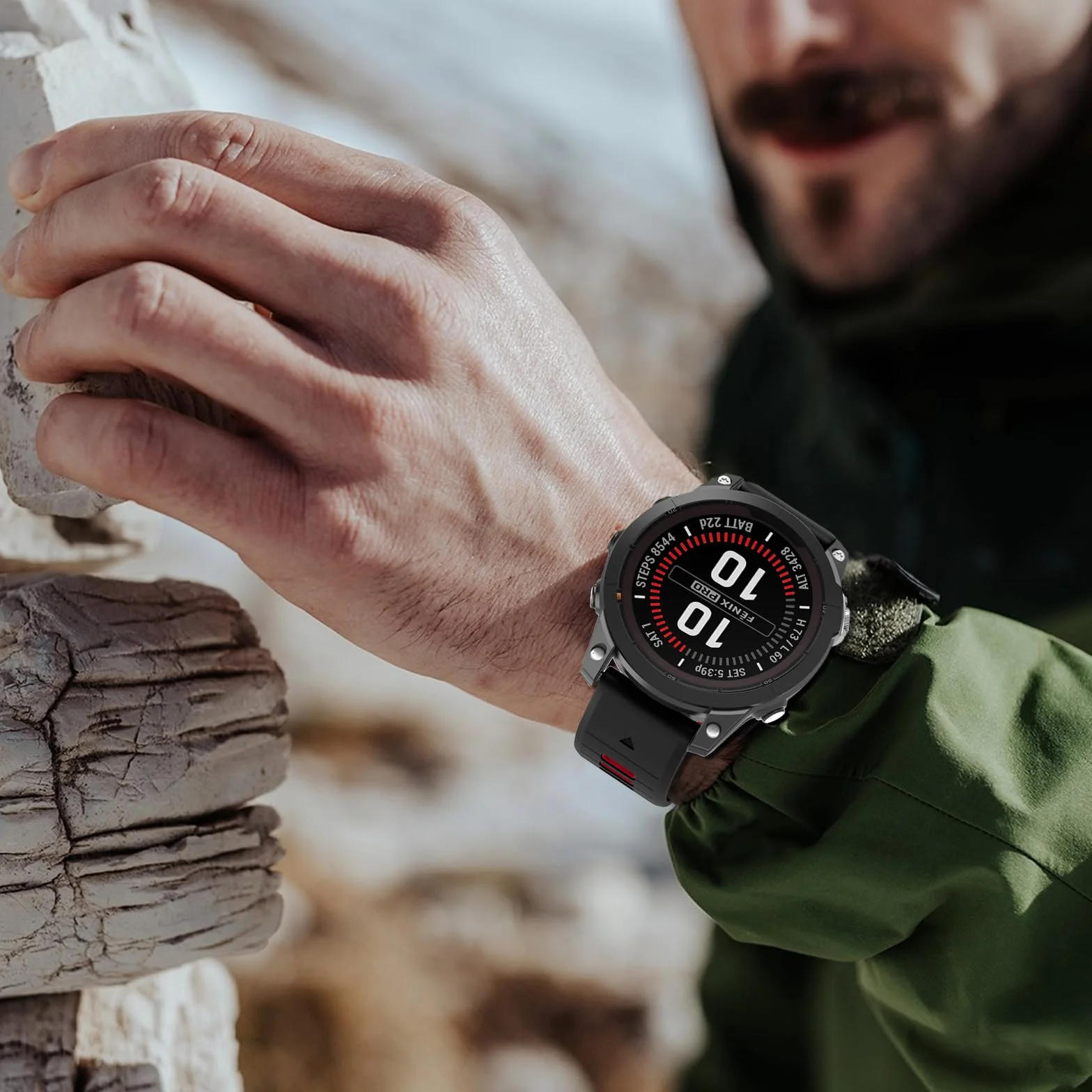 Pasek do zegarka Garmin Fenix 7X Pro / Fenix 7X / Fenix 6X Pro / Fenix 6X / Fenix 5X / Fenix 3, 26 mm silikonowy pasek zastępczy do Garmin Epix Pro 51 mm/TACTIX 7