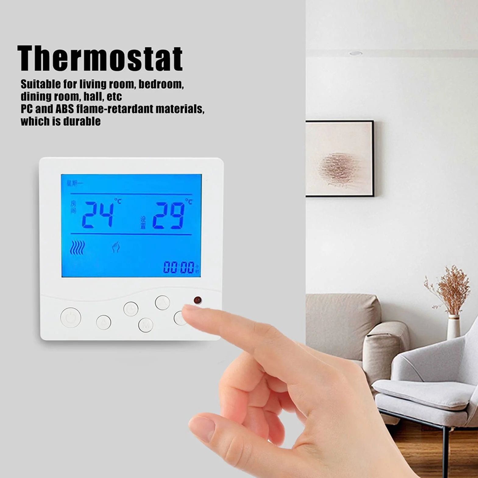 Cyfrowy Termostat Naścienny Regulator Temperatury Ac220V Wyświetlacz Lcd Ogrzewanie Wodne Panel Sterowania Temperaturą Ogrzewania Podłogowego 5-4,Termostat
