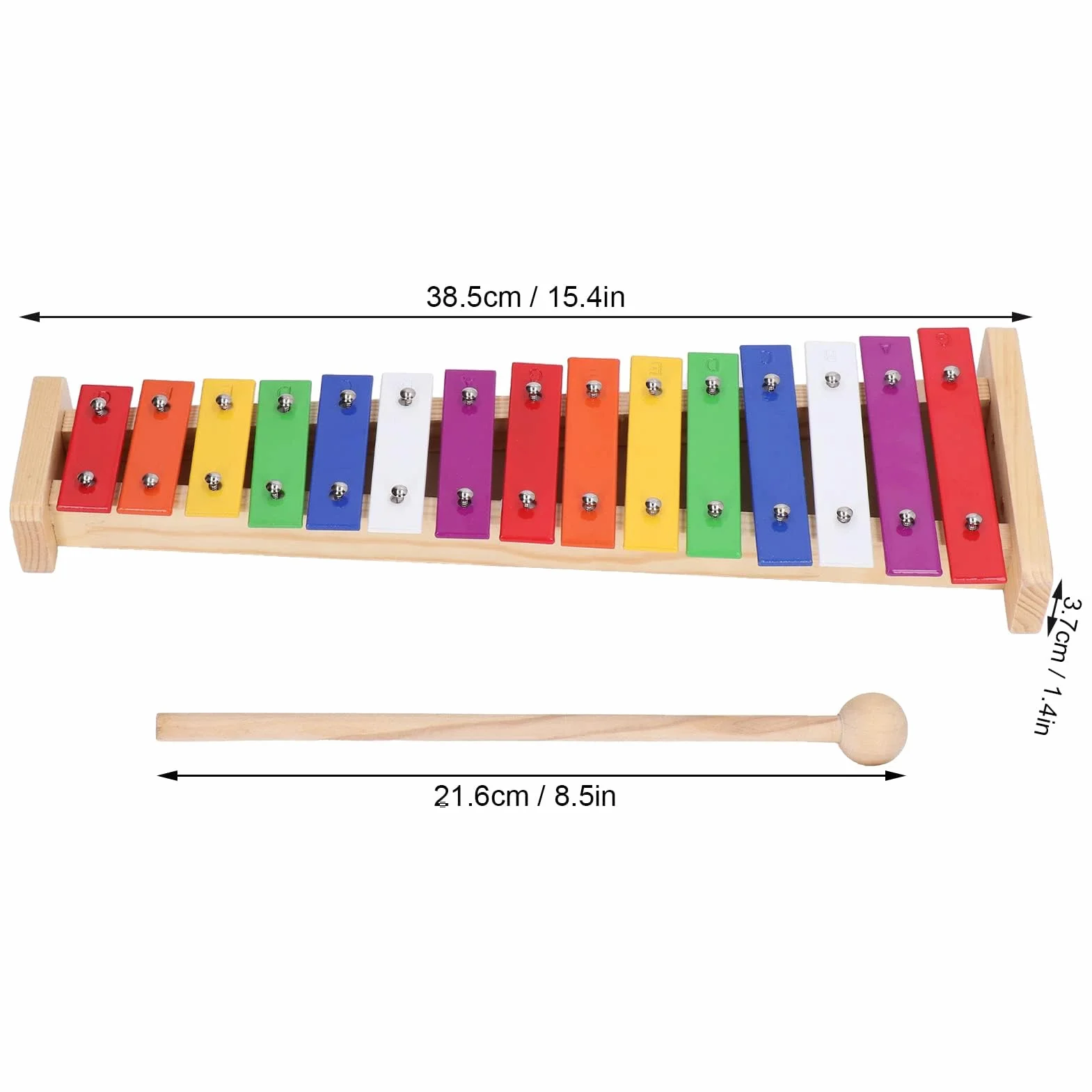 VGEBY 15 nut ksylofon, 15 kluczowych notatek ksylofonowych edukacyjnych glockenspiel instrument ksylofonowy z 2 młotkami dla dzieci