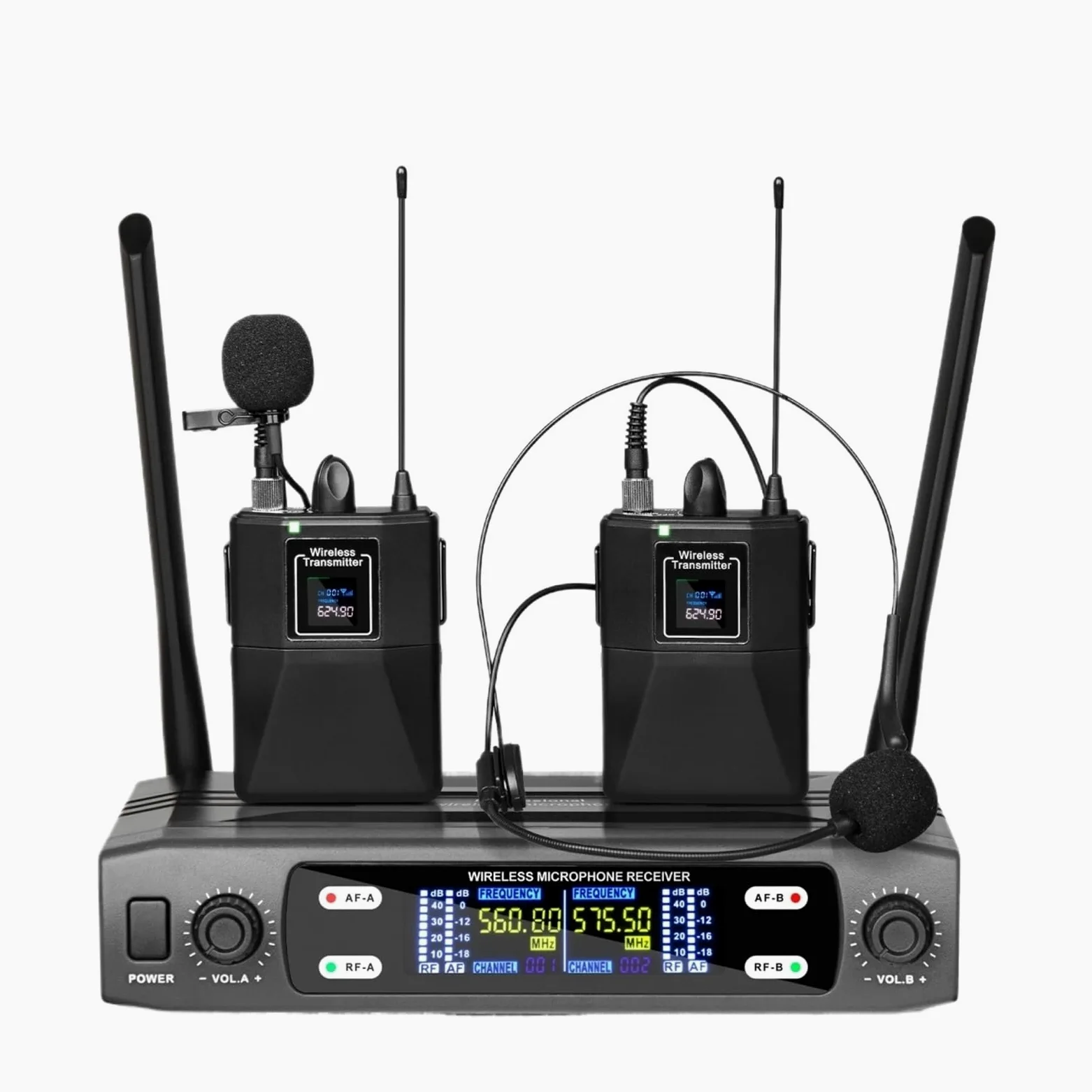 Bezprzewodowy Zestaw Słuchawkowy Z Mikrofonem Krawatowym Mikrofon VHF Stały O Podwójnej Częstotliwości Do Występów Scenicznych Czysty OdbióR DźWięKu