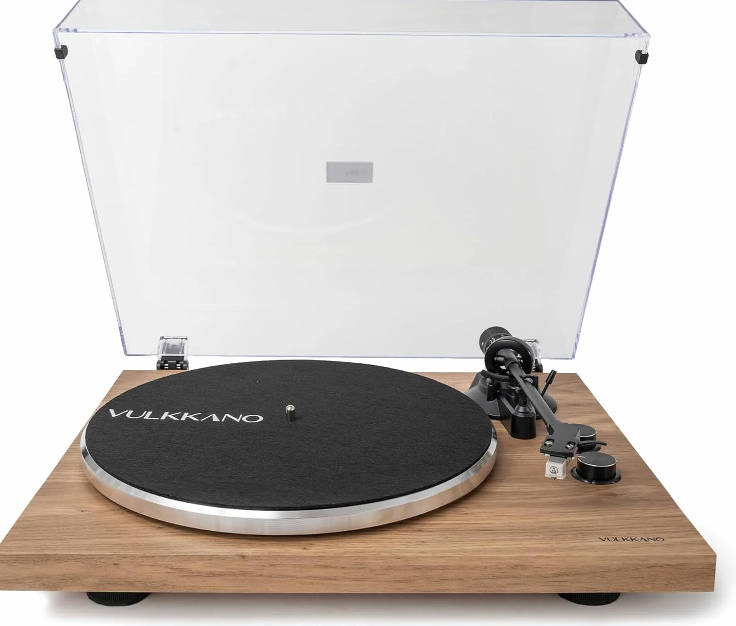VULKKANO TD10 Gramofon Bluetooth z automatycznym odtwarzaniem, precyzyjne ramię, zintegrowany korektor fonu/linia i elegancka konstrukcja kompatybilna z winylami 33 i 45 obr./min