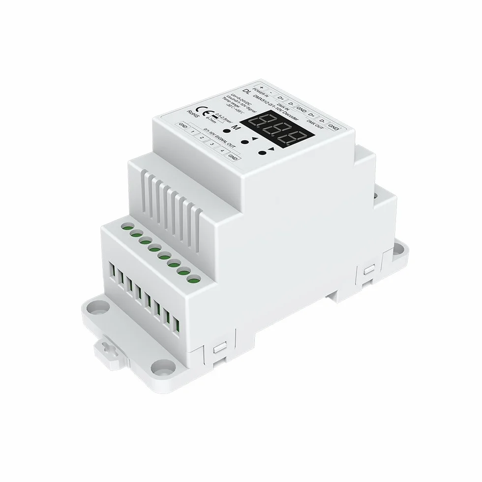 DMX512 do 4CH 0-10V dekoder LED ściemniacz, kontroler RGB/RGBW, 4-kanałowy 5-24V