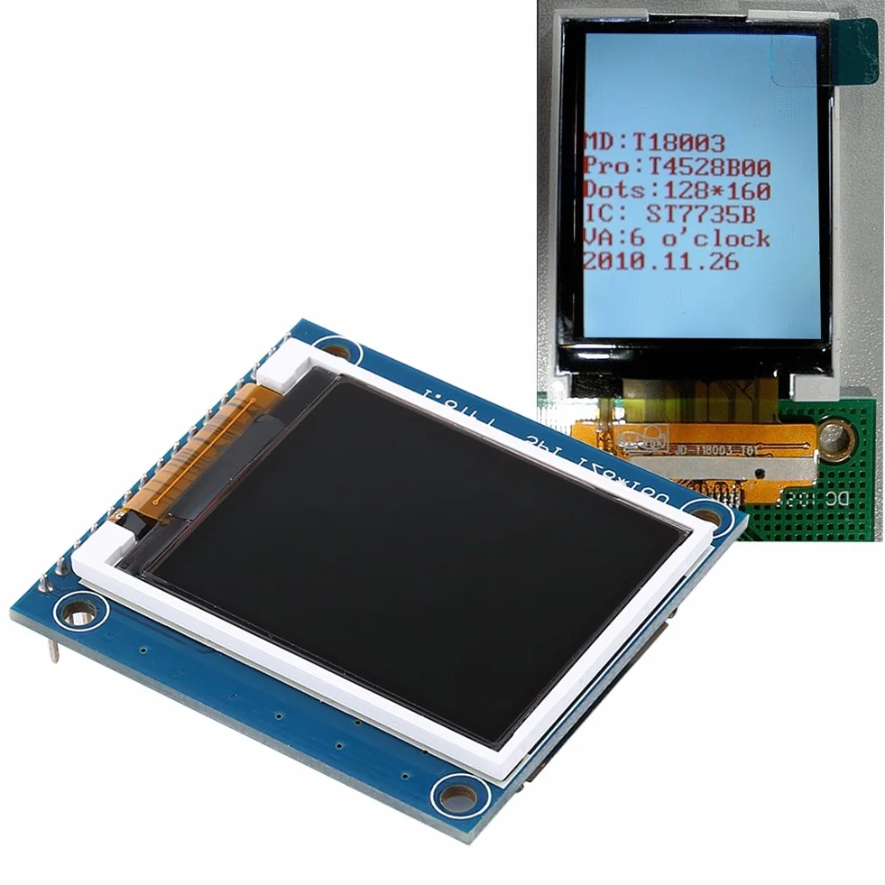 Moduł wyświetlacza LCD, Asixx 1,8" TFT Serious kolorowy moduł LCD z gniazdem PCB SD Kompatybilny z interfejsem 1602 dla modułu kolorowego wyświetlacza LCD, entuzjastów LCD i uczniów SCM