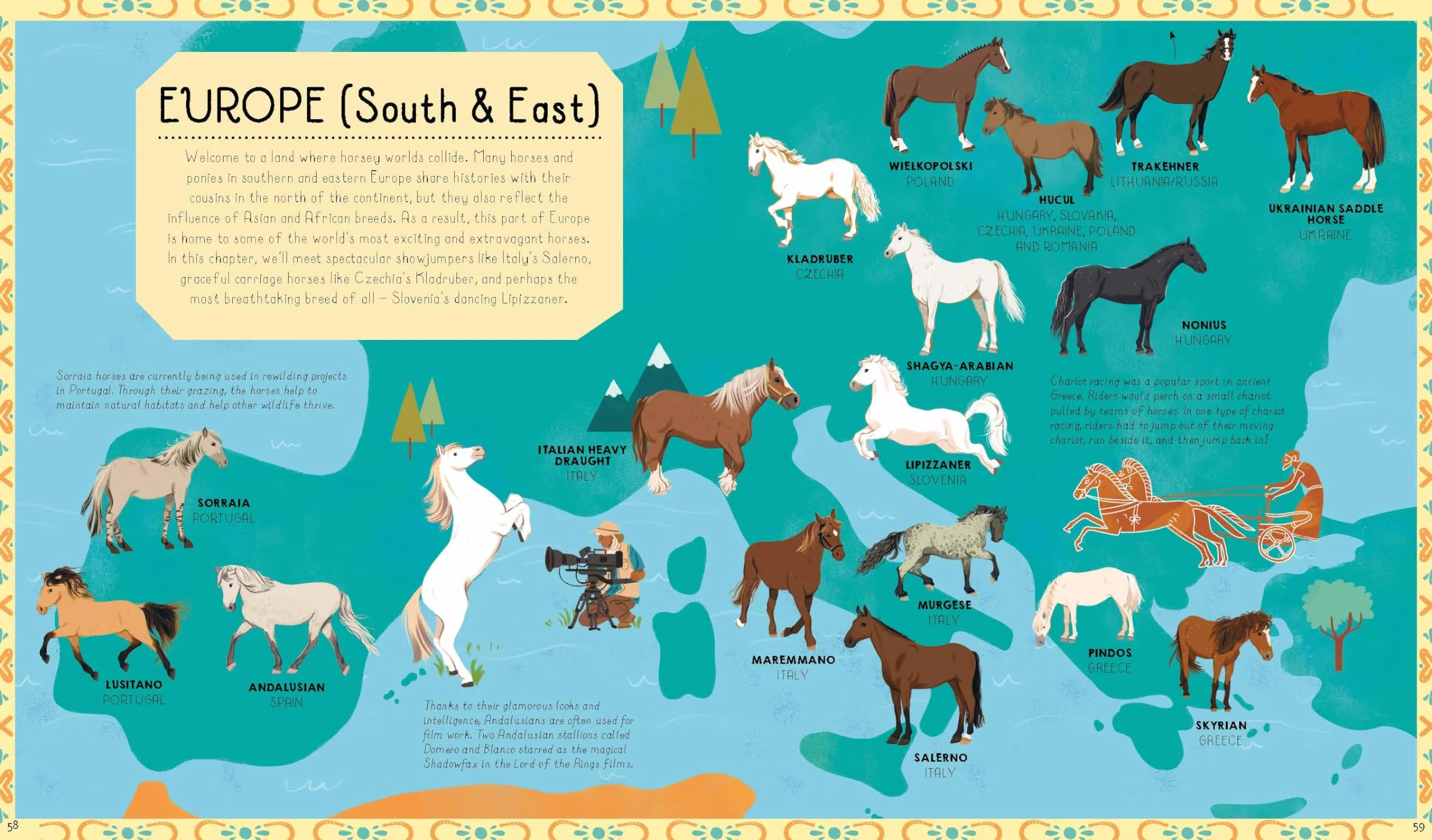 Atlas of Horses and Ponies 1ed -anglais-: 100 Amazing Breeds From Around the World | Fun Features & Illustrations | Learn About their Super Senses | Fascinating Facts