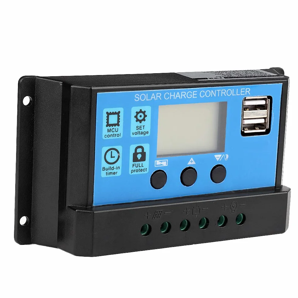 Solarladeregler, PWM Solarbatterieladegerät 60A/50A/40A/30A/20A/10A 12V 24V Auto Solarladeregler PWM-Controller(60A)