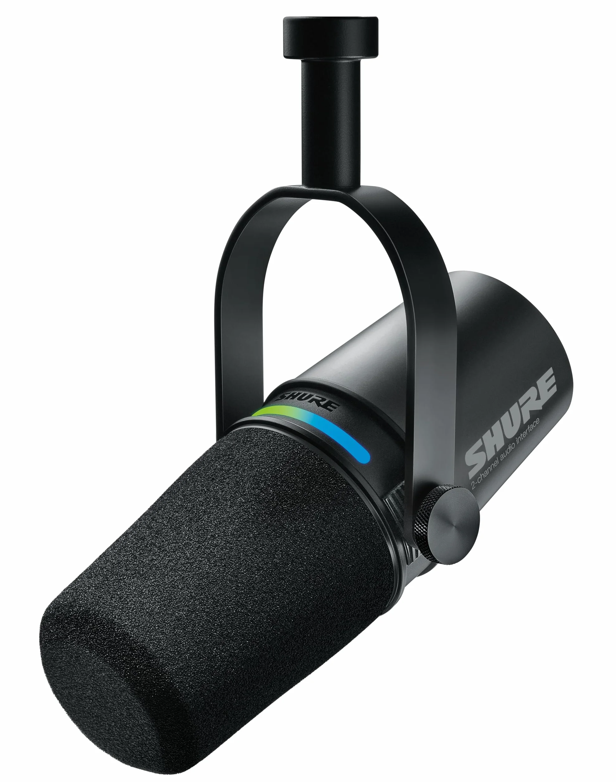 Shure Mikrofon MV7i Smart Podcast + Wbudowany Interfejs Audio – Zestaw Sprzętu z 2 Kanałami dla Podwójnych Mikrofonów XLR lub Mikrofon + Instrumenty XLR - Bezpośrednie Połączenie USB-C z PC/Telefonem