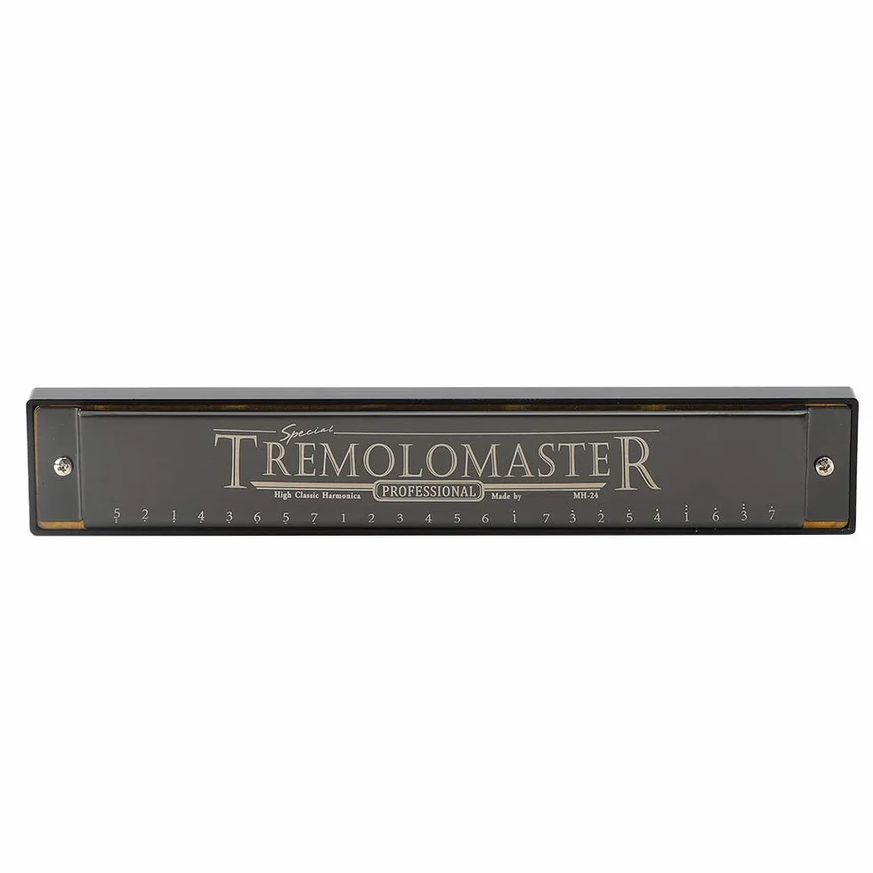 C-Key 24-otworowa harmonijka Profesjonalny instrument dęty Mouthorgan (czarny mat)