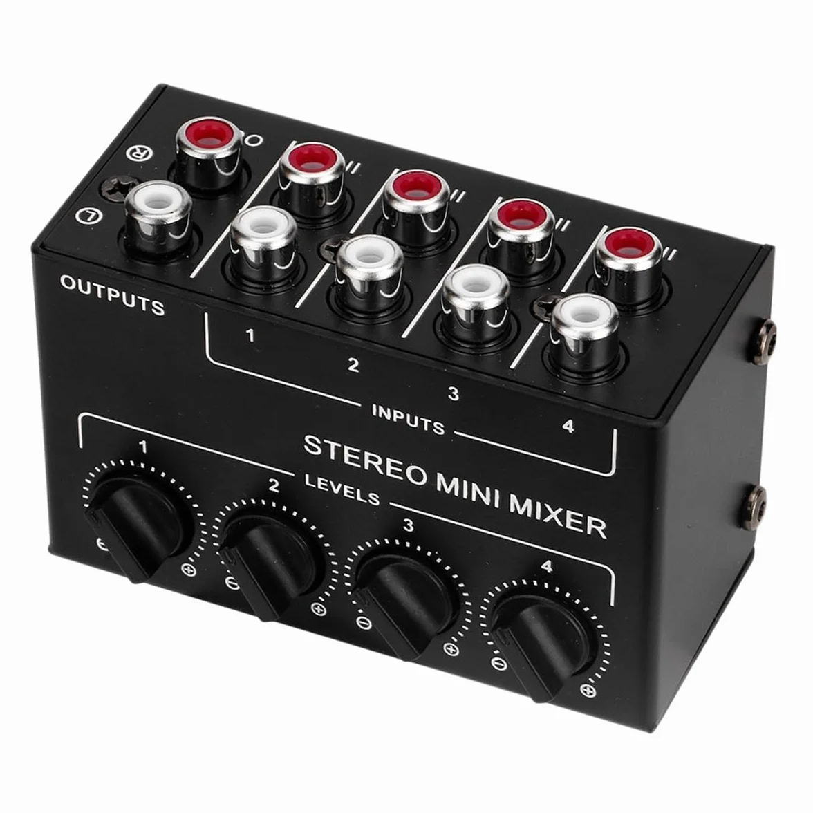 4-kanałowy mikser audio stereo, obsługuje wejście i wyjście RCA, mini pasywny mikser stereo z oddzielnymi regulatorami głośności