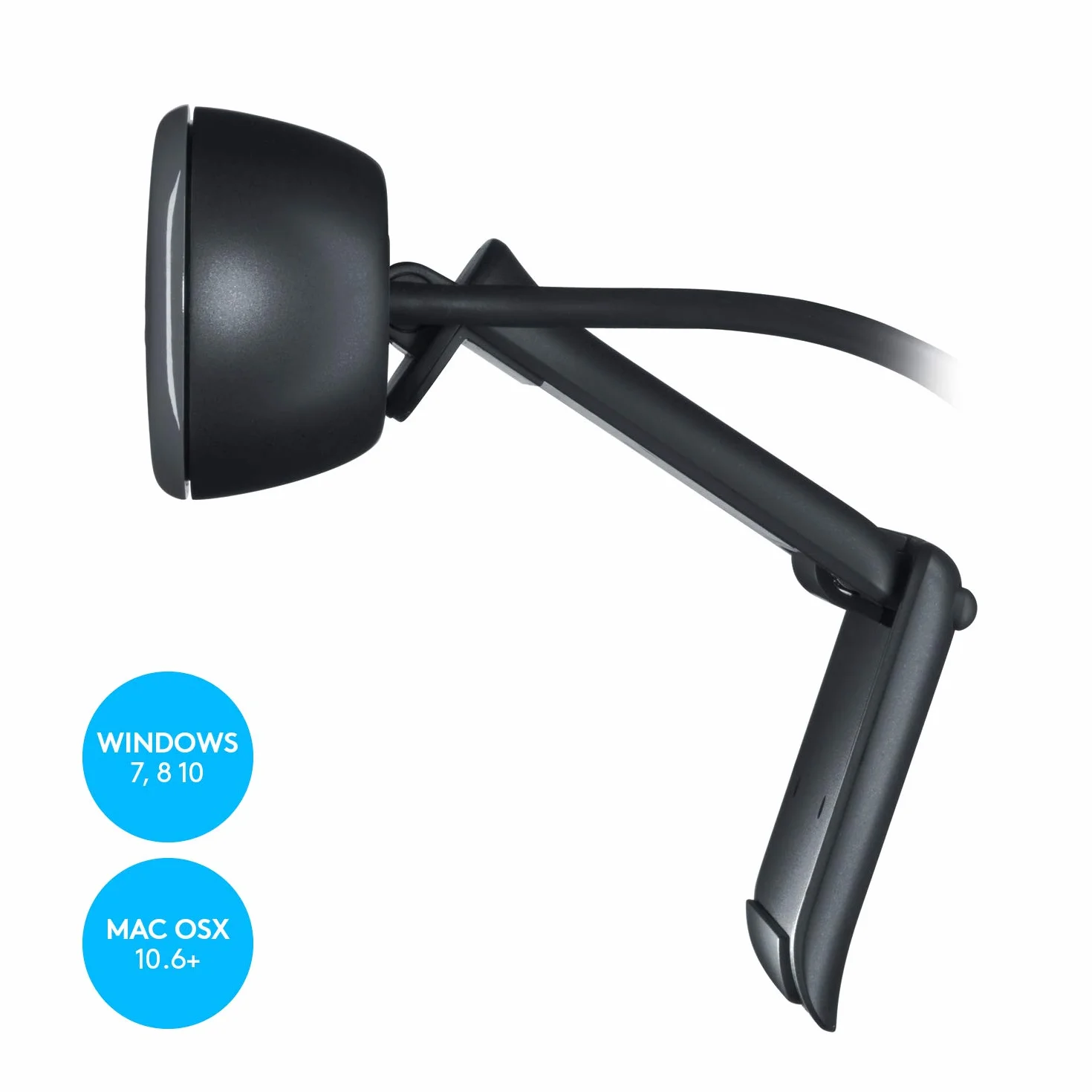 Logitech C270 kamera internetowa, HD 720p, pole widzenia 60°, stała ostrość, korekcja ekspozycji, port USB, redukcja szumów, uniwersalny uchwyt, do Skype, FaceTime, Hangouts, itp. - czarna