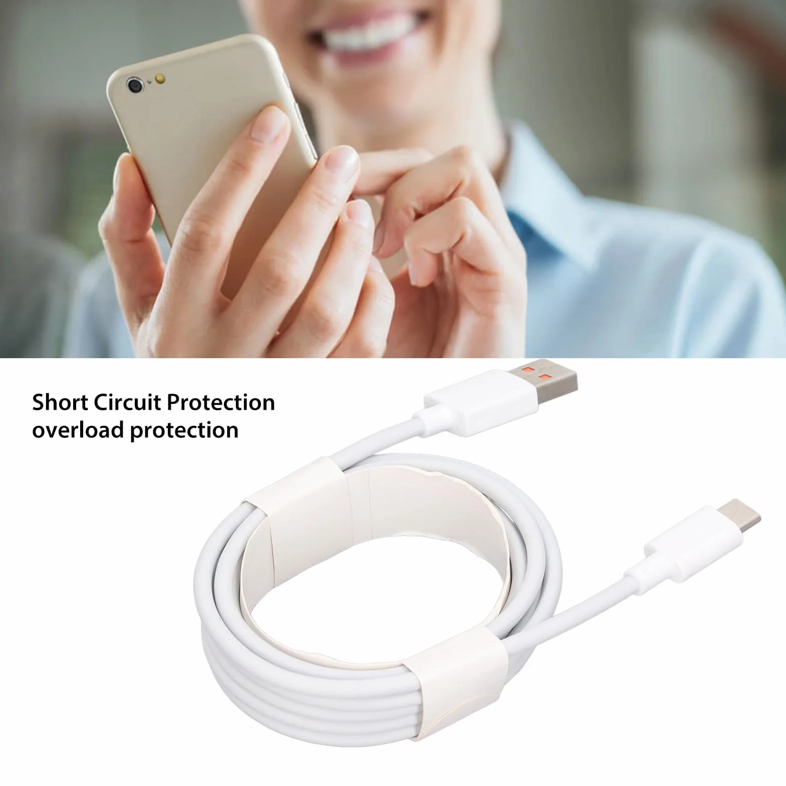 Kabel USB C, Szybkie ładowanie 120 W 6 A dla urządzeń 6,6 Stopy, Bezpieczeństwo Przede Wszystkim, z Zabezpieczeniem Przed Przeciążeniem, Zabezpieczeniem Przed Zwarciem