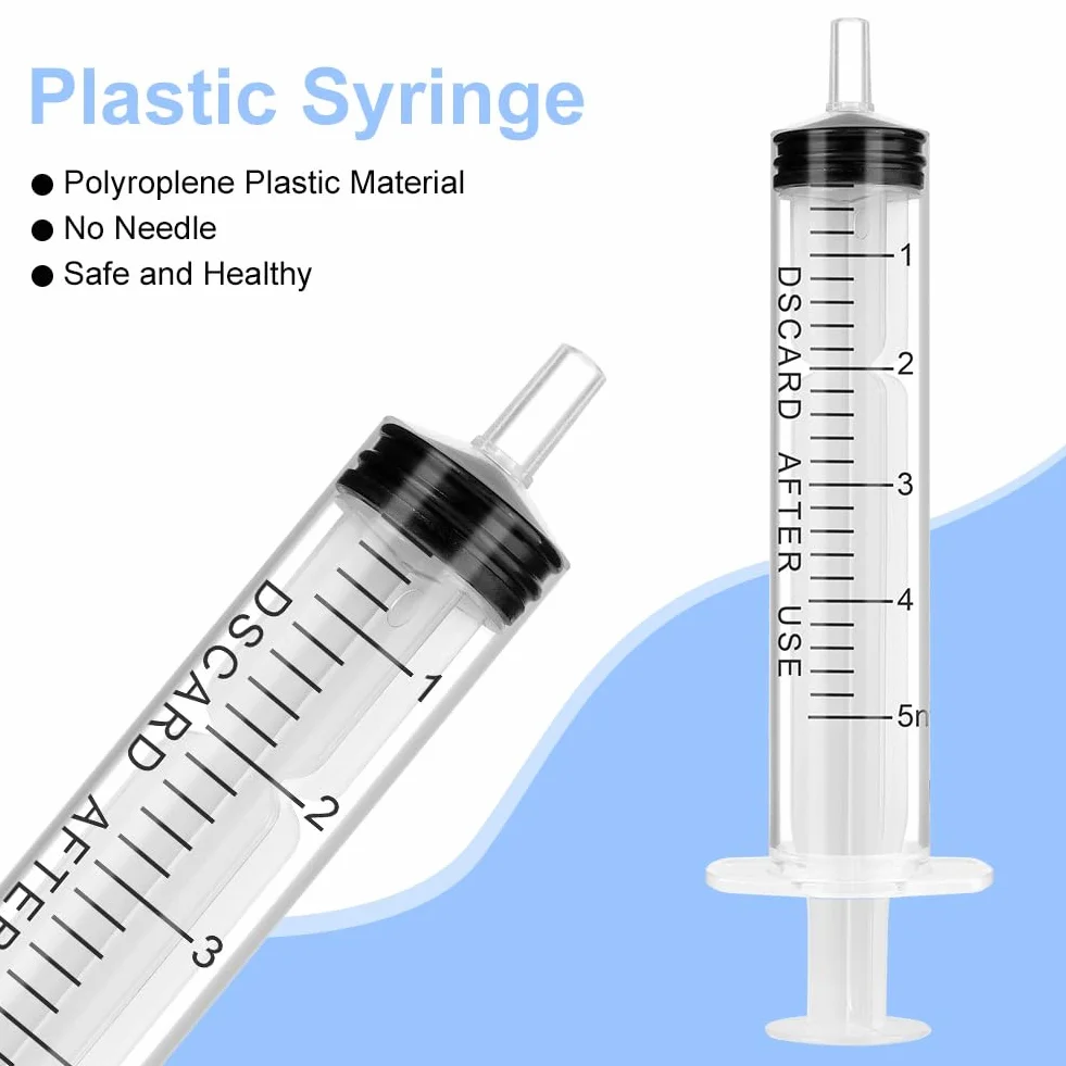 OFFCUP Plastikowe strzykawki, 10 sztuk jednorazowych strzykavek 5 ml, strzykawka do karmienia, plastikowa tubka, do karmienia małych zwierząt domowych, oleju silnikowego lub płynu hamulcowego [nie do