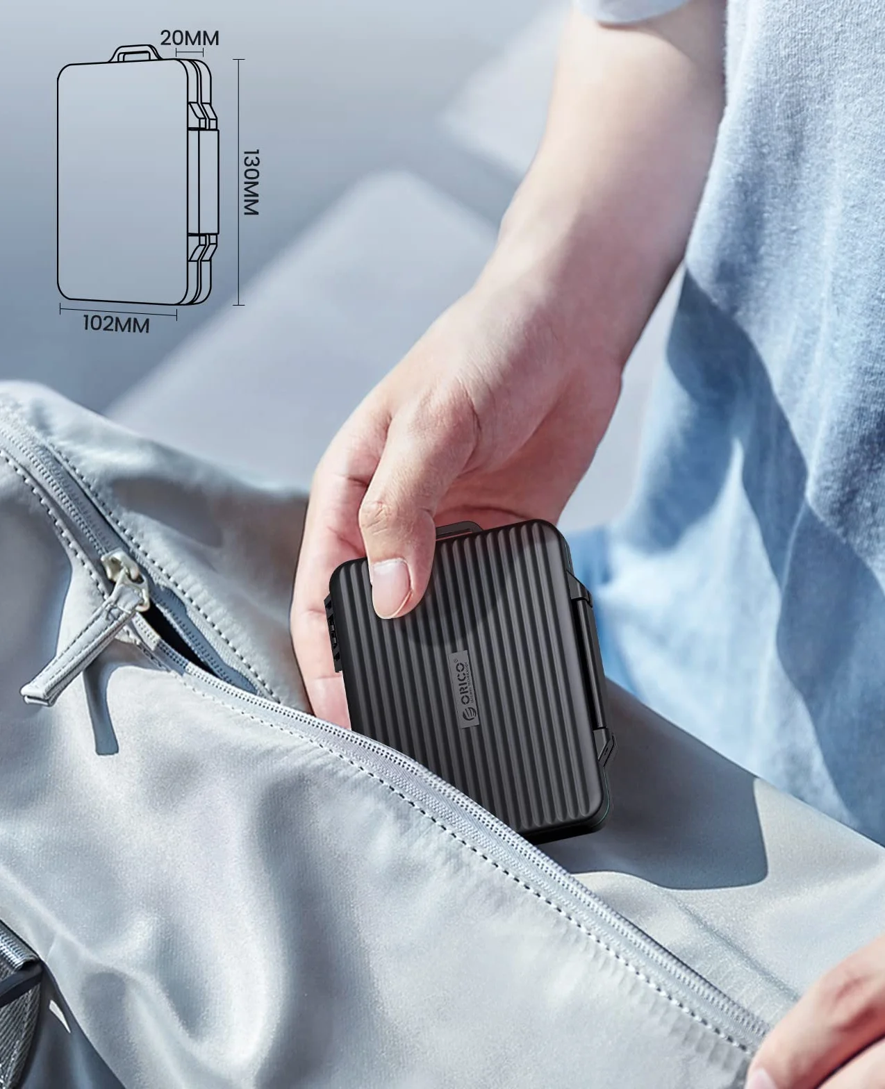 Etui ochronne na karty pamięci ORICO SD Memory Card Case na 12 kart SD i 12 kart TF, etui na karty pamięci, wodoszczelne i pyłoszczelne, z karabińczykiem i naklejką (PHCD-3)