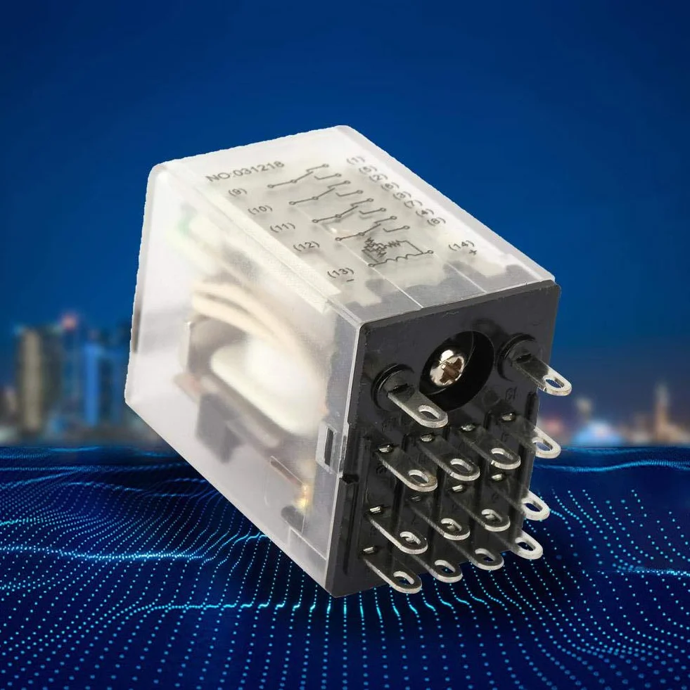 Keenso Przekaźnik pośredni 14 Pin 5A 6VDC / 12VDC / 110VDC Mini Power przekaźnik pośredni przekaźnik elektromagnetyczny BEMM4C do urządzeń automatyzujących, szafek sterowniczych (12VDC)