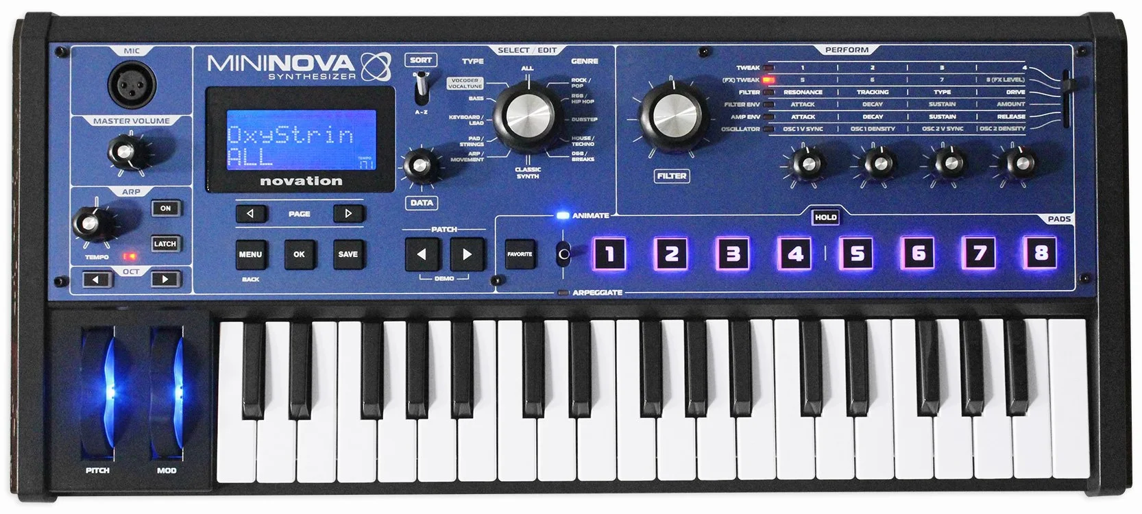 Novation Mininova Syntetyzator, Czarny/Biały, 37 klawiszy