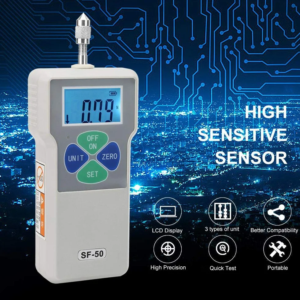Przenośny tester push-and-pull Fafeicy SF-50, cyfrowy miernik siły, zintegrowany czujnik o wysokiej czułości, 50N 100-240V (wtyczka EU)