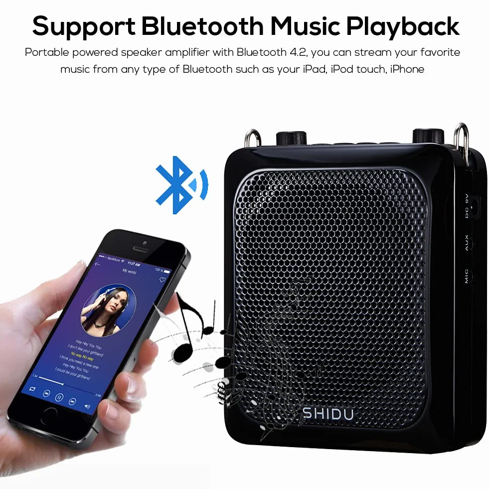 Bezprzewodowy wzmacniacz głosu SHIDU Original S28 Protable 25W PA System Obsługa Bluetooth z zestawem słuchawkowym UHF Mikrofon Mini Amp Głośnik dla nauczycieli, klasa, przewodnik wycieczek