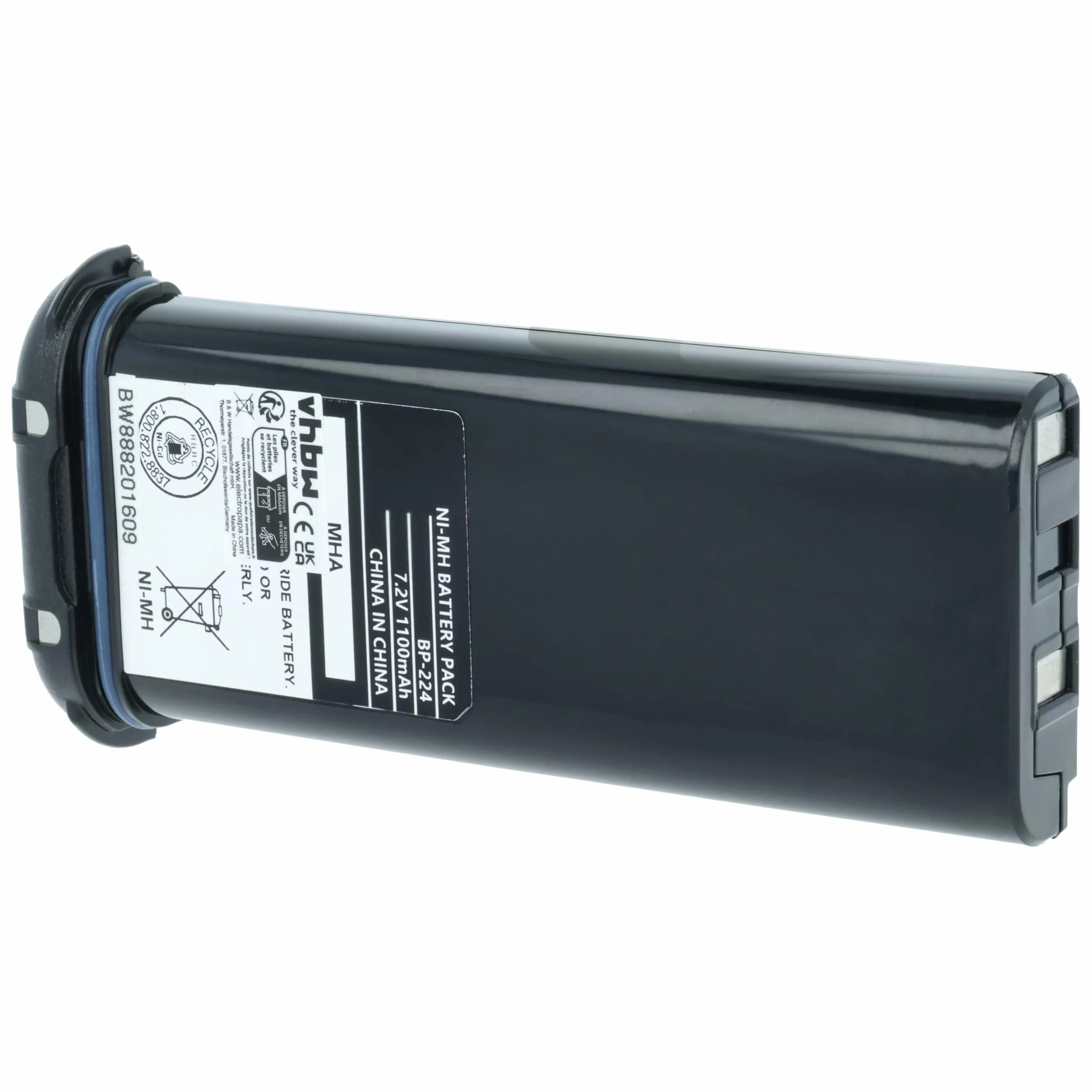 vhbw Akumulator zastępczy do Icom BP-224, BP-224H do radiotelefonu, Walkie Talkie (1100 mAh 7,2 V NiMH)