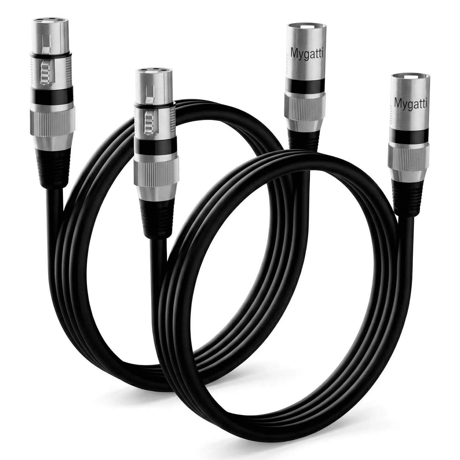 QWORK 2 x kabel XLR 2 m - profesjonalny 3-pinowy kabel mikrofonowy męski na żeński z ekranowaniem do konsoli do miksowania, studia, głośnika, bez transmisji dźwięku