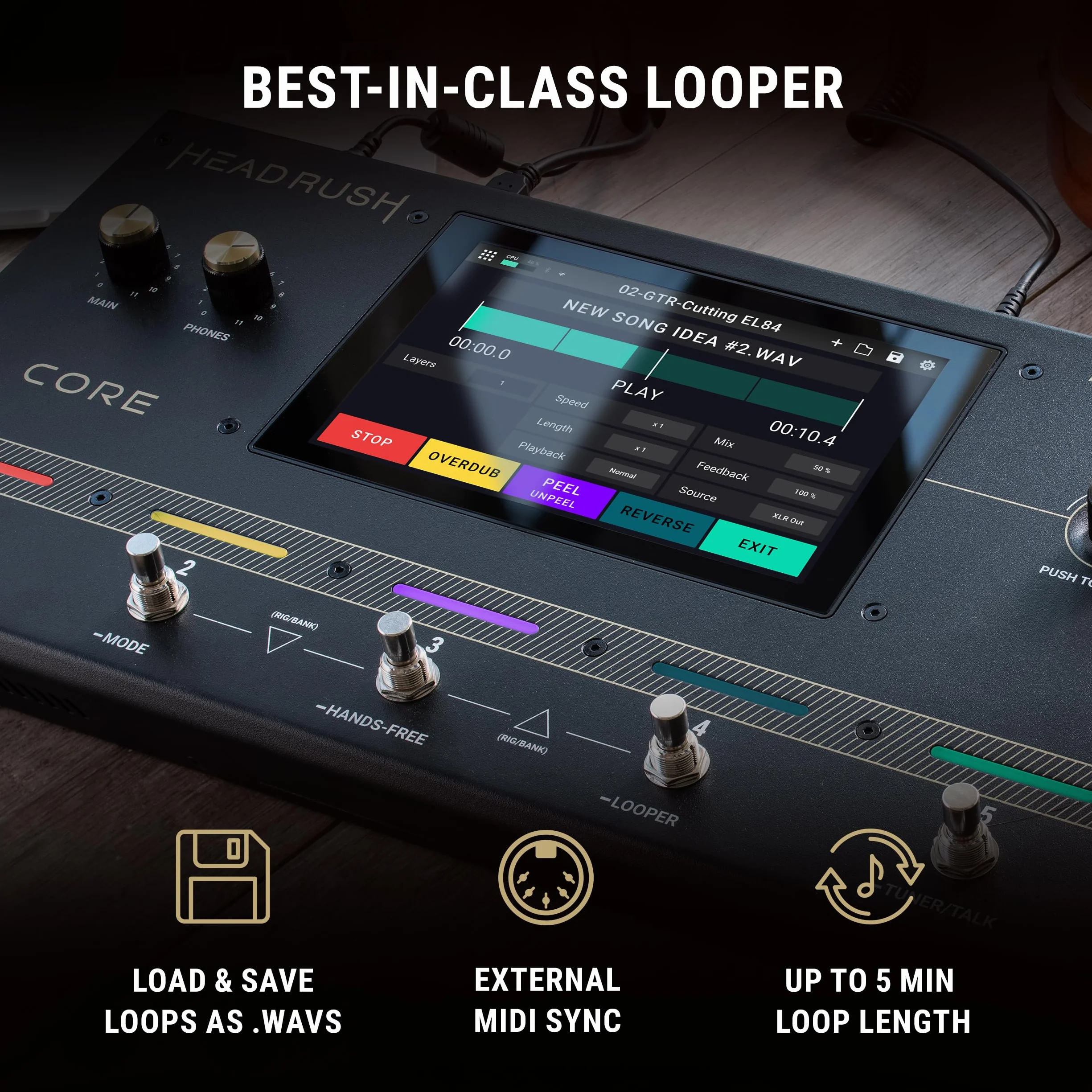 HeadRush Core Wielordzeniowy procesor gitarowy i wokalny z modelowaniem wzmacniaczy, looper, Auto-Tune, Wi-Fi, ekran dotykowy, Bluetooth