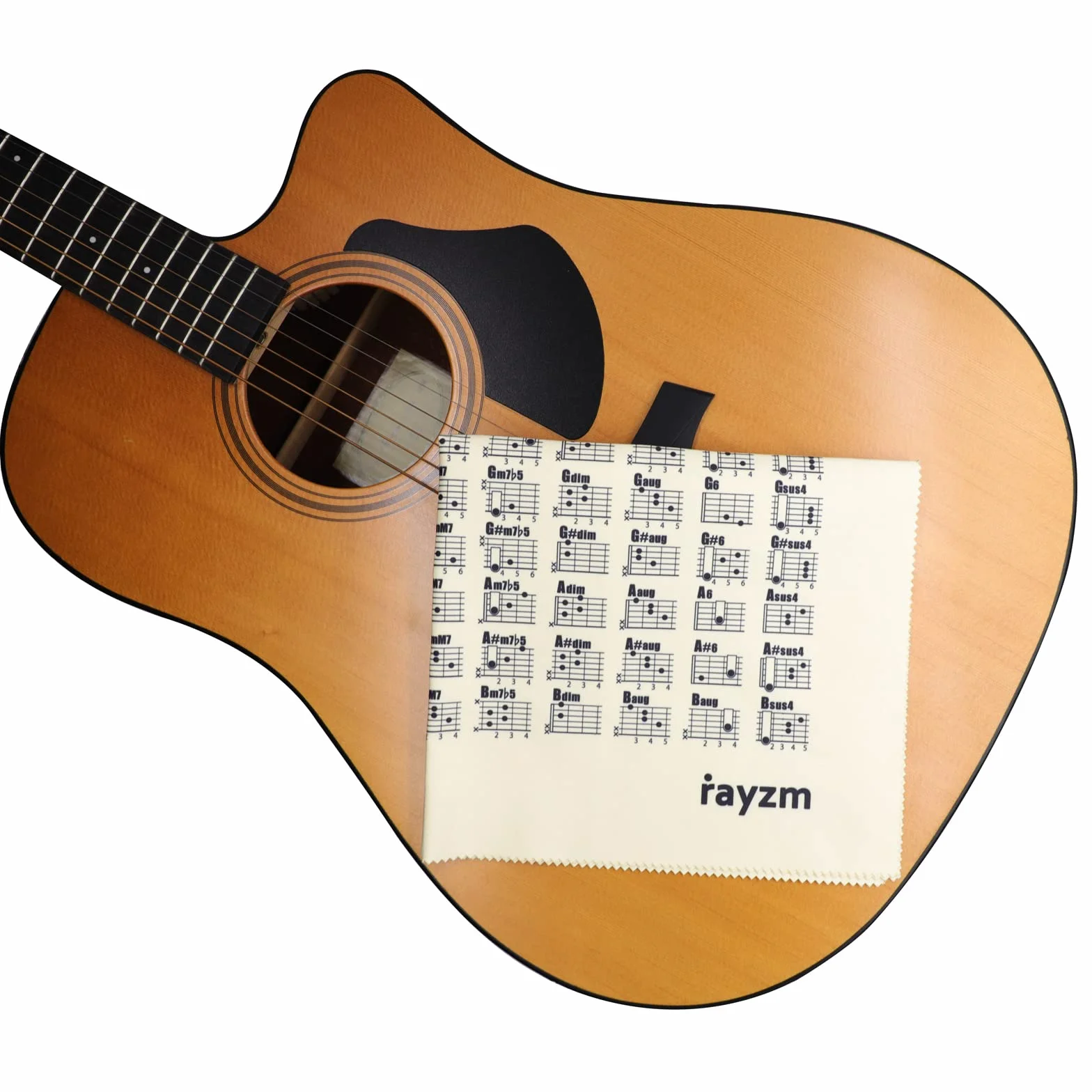 Rayzm Szlaban ze stali nierdzewnej do gitary i tabela akordów gitarowych, ściereczka do czyszczenia, 6 * 2,1 cm (Dł*Śr) Szlaban na palce do struny gitarowej