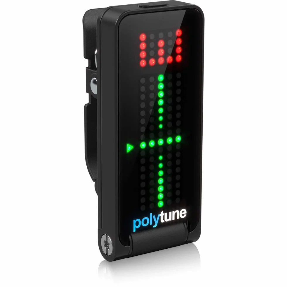 TC Electronic POLYTUNE CLIP tuner Clip-On z trybami polifonicznymi, stroboskopowymi i chromatycznymi oraz wyświetlaczem matrycowym 108 LED dla najlepszej wydajności strojenia