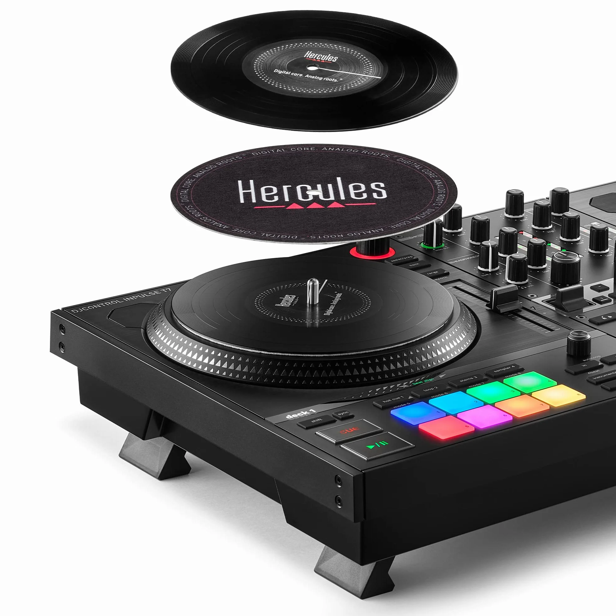 Hercules DJControl Inpulse T7 – Motoryzowany, dwukanałowy kontroler DJ w eleganckiej czerni