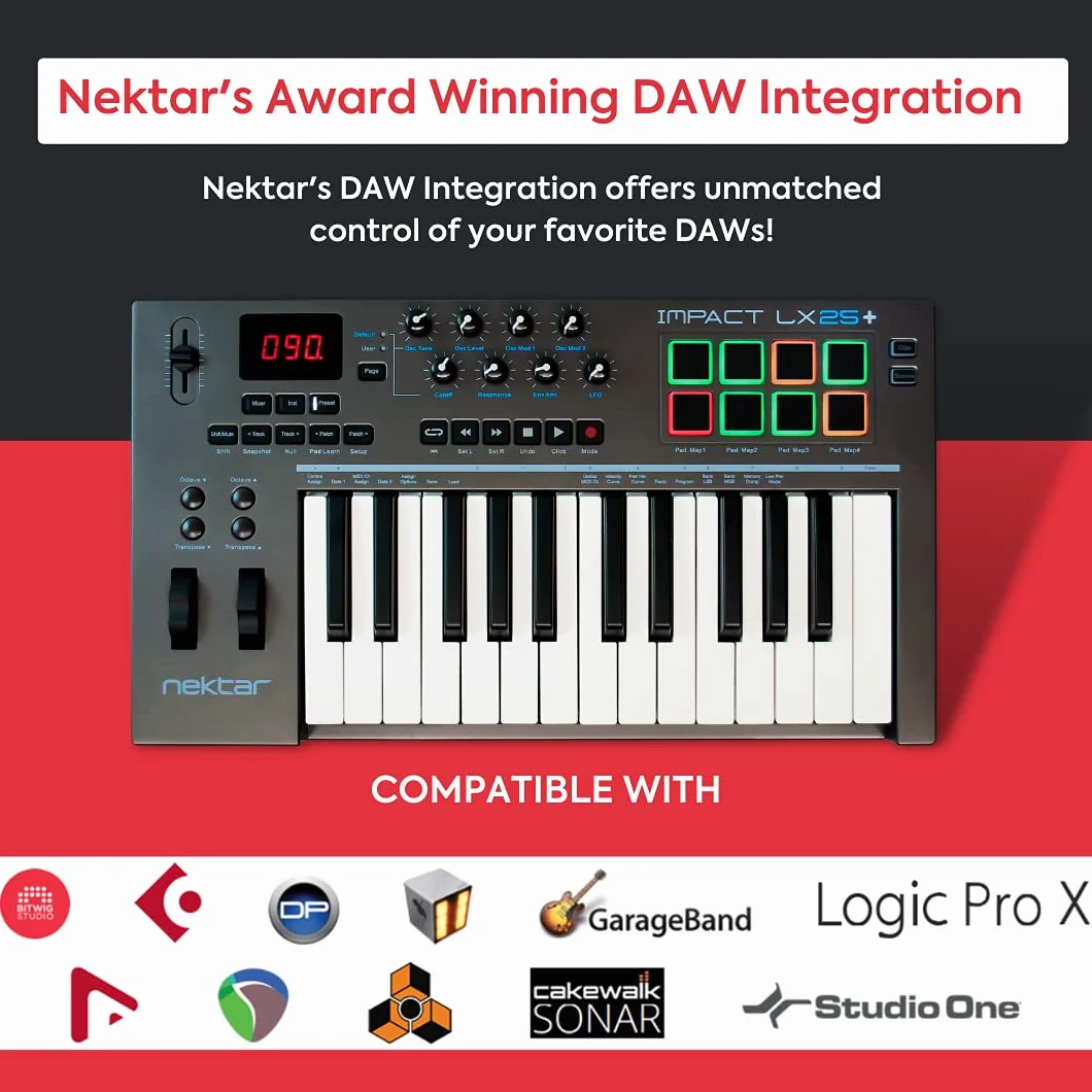 Nektar Impact LX25 Plus 25-klawiszowy kontroler klawiatury MIDI USB