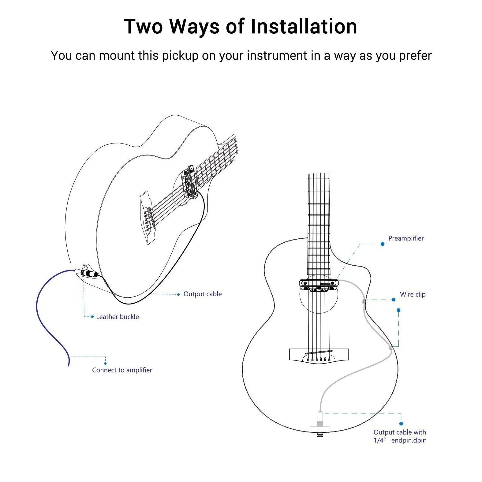 TSTS Gitara Pickup Preamp Soundhole Pickup Z Akcesoriami Control Volume & Tone Do Gitary Akustycznej Odbiór przedwzmacniacza gitary akustycznej (Color : Blue)