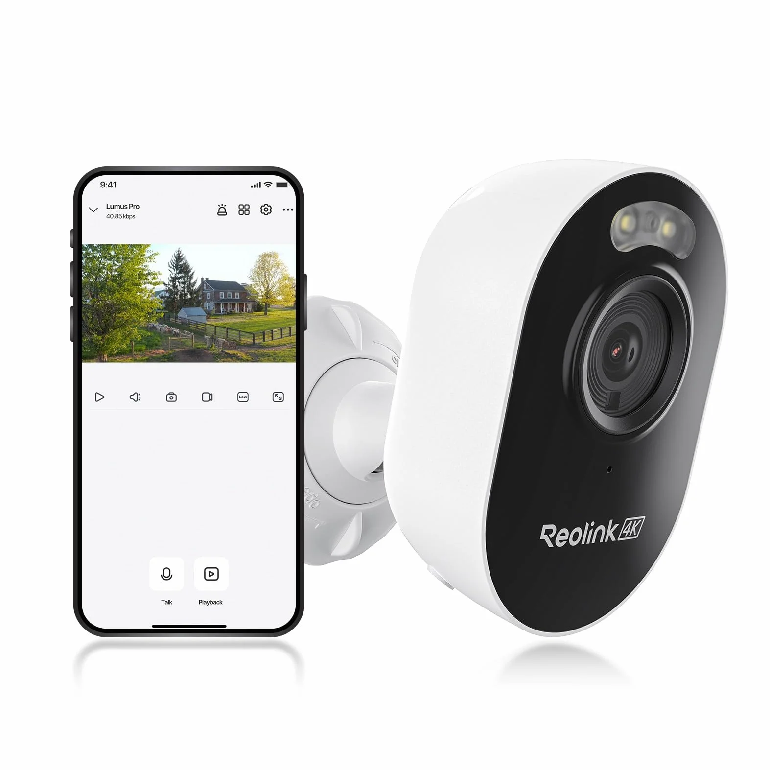 Reolink, zewnętrzna kamera do monitoringu 4K Wi-Fi z dwuzakresowym Wi-Fi 6 2,4/5 GHz, inteligentnym wykrywaniem, noktowizorem punktowym, nagrywaniem 24/7, dwukierunkowym dźwiękiem, syreną, Lumus Pro