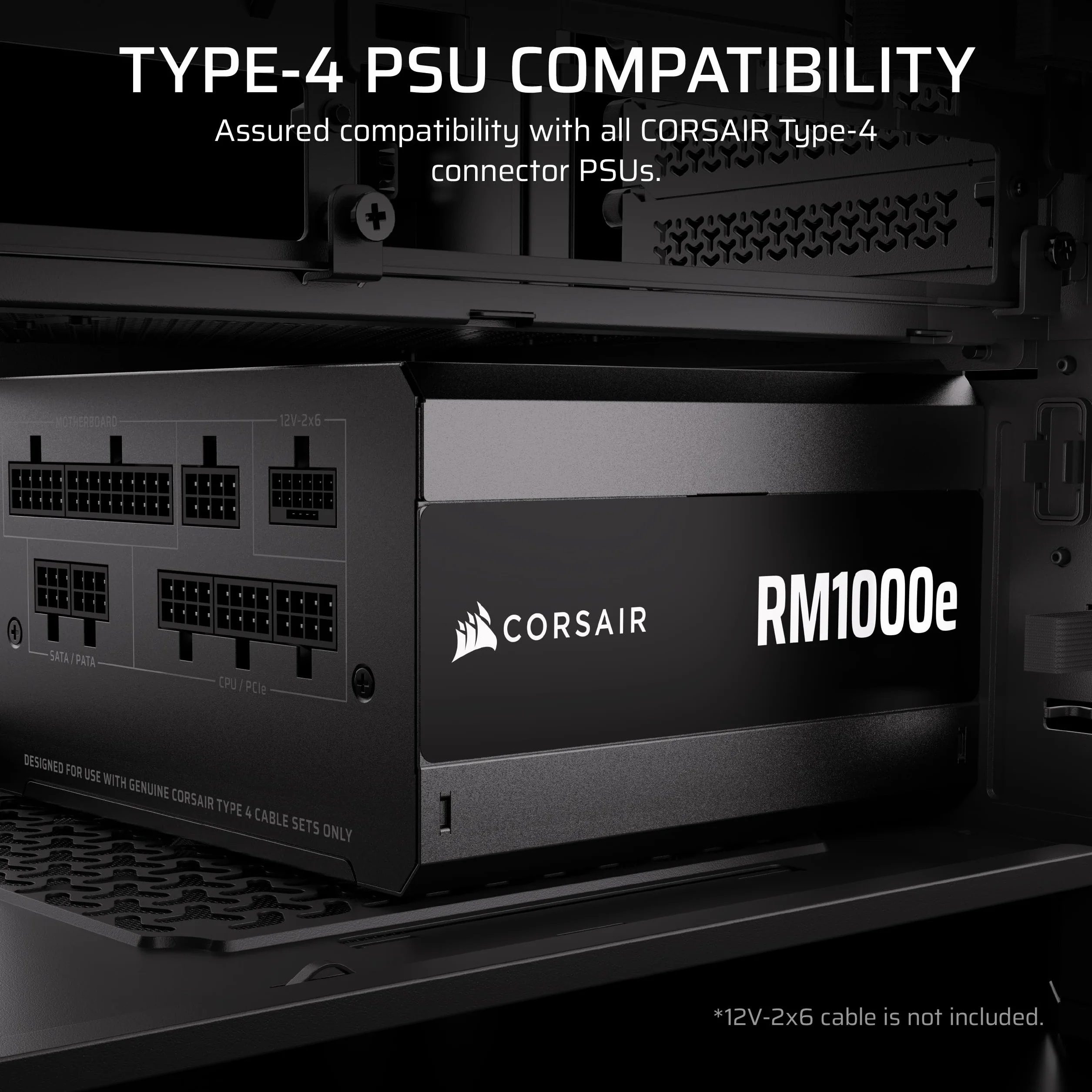 Corsair Elite Premium Typ 4 Pojedynczy Kabel PSU z Osłoną, Niskoprofilowe Grzebienie Kablowe, Potrójny Rękaw Paracord, Kompatybilny z Zasilaczami Typ 4 - Czarny
