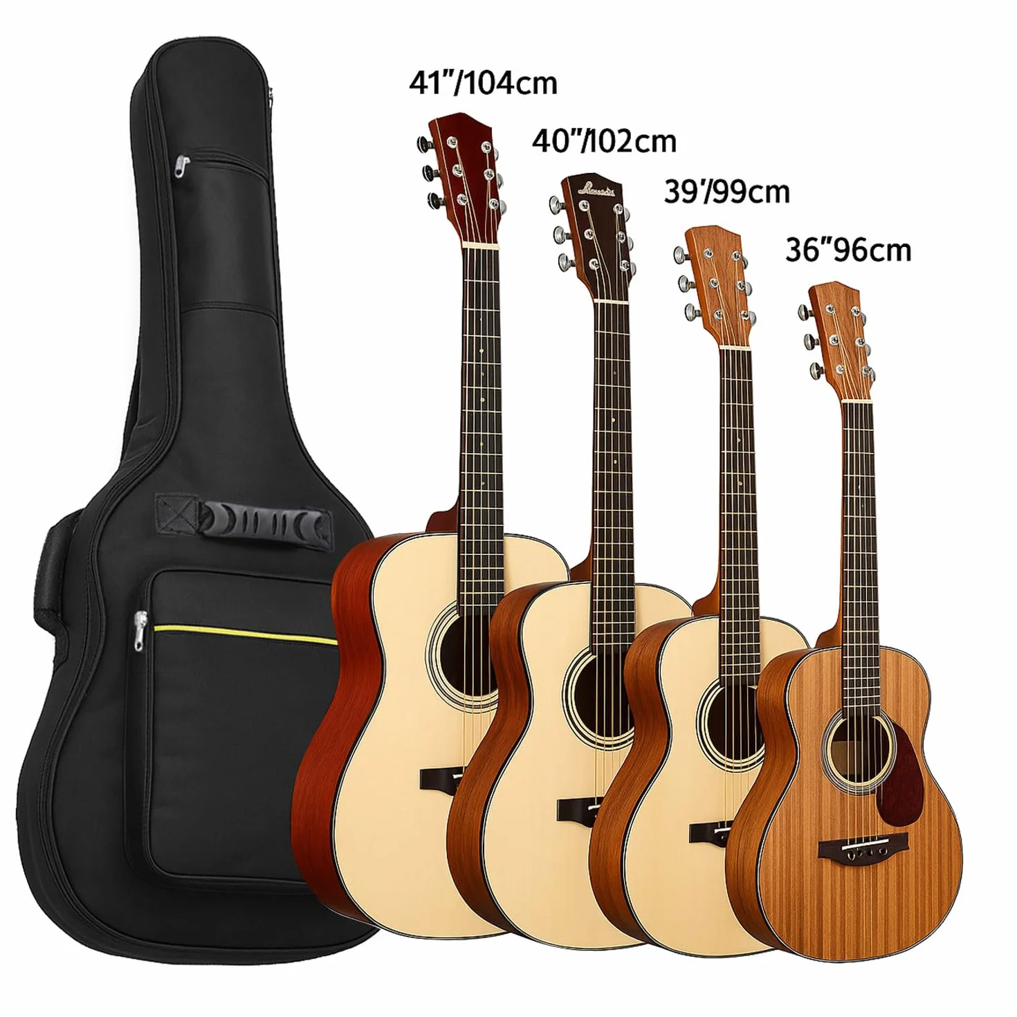 OcioDual Torba na gitarę Gig Bag Guitar Case do akustyki klasycznej gitary westernowej czarna, czarny