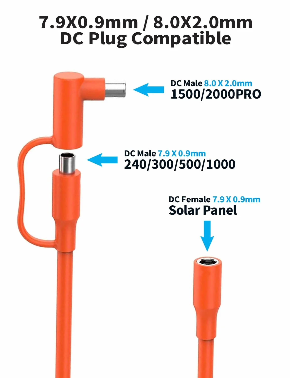 Tonton DC Extension Cable 9 m, DC7909 Kabel przedłużający panel słoneczny z adapterem DC8020, kompatybilny z GZ Yeti Aker Jackery Solar Generator, przenośną stacją zasilania i panelami słonecznymi,