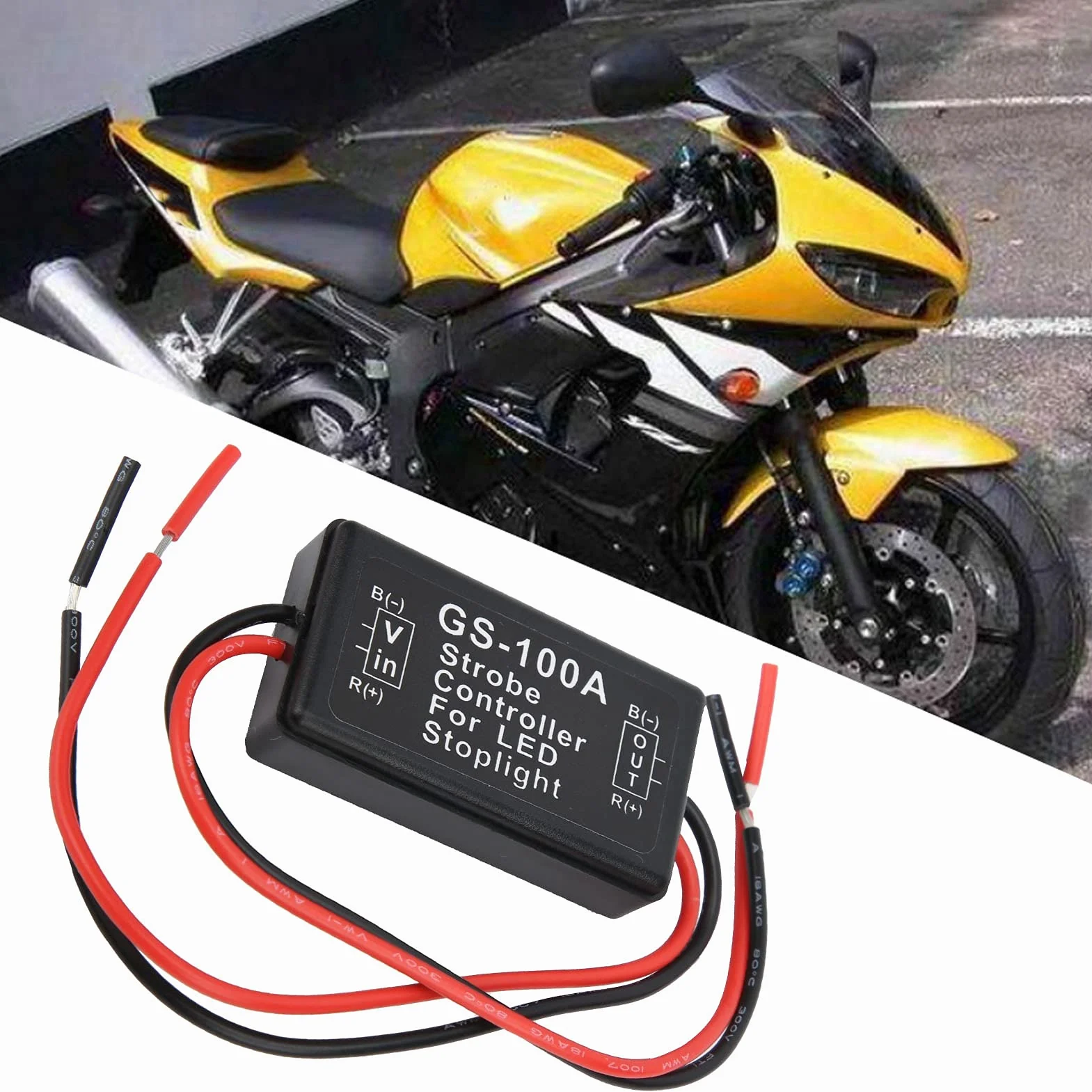 Sterownik Stroboskopu Światła Hamowania Plastikowy Moduł Sterowania Lampą Błyskową LED GS-100A 12-24VDC