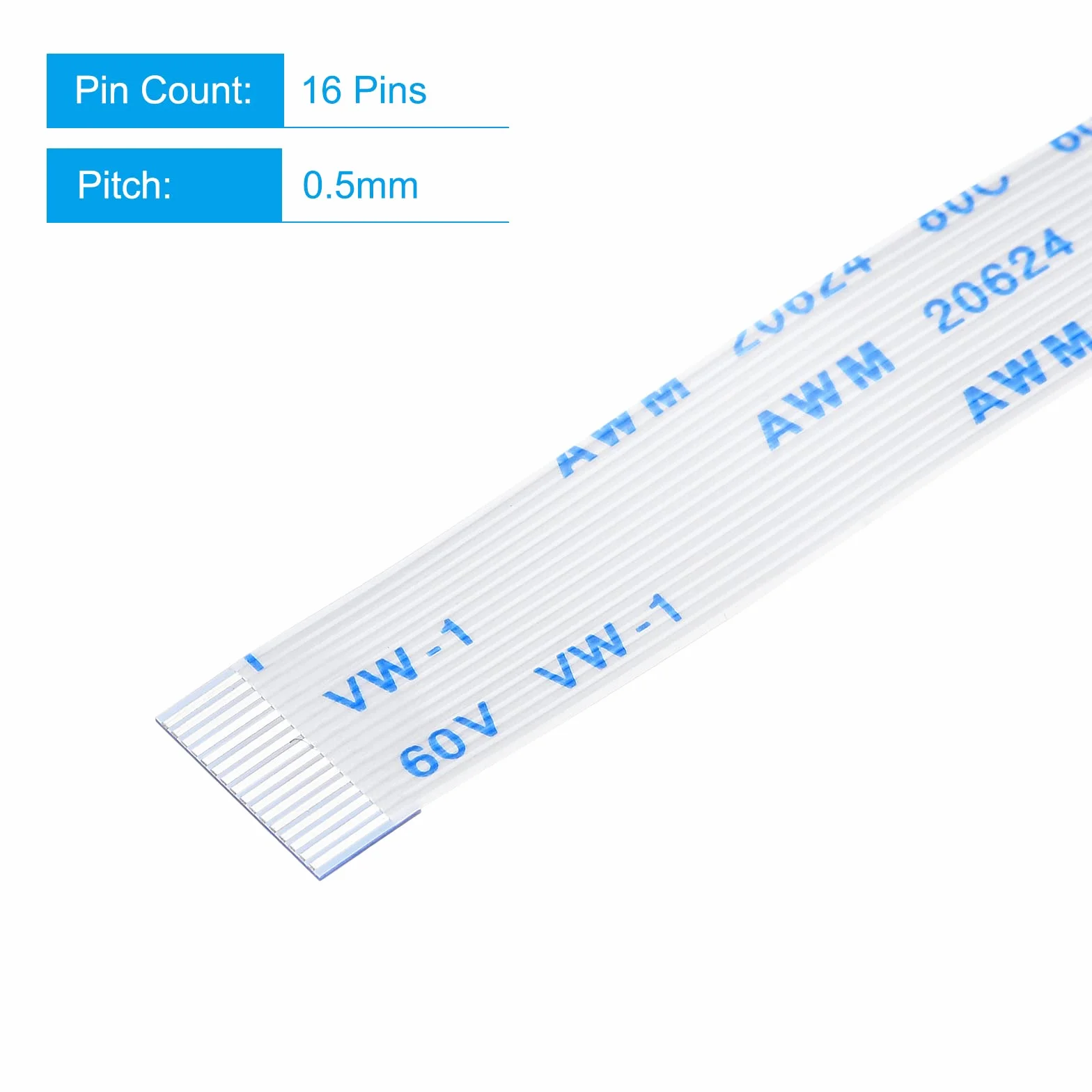 sourcing map Zestaw 5 kabli FFC FPC 16 pinów 0,5 mm 200 mm (typ A) do drukarki LCD 3D kamery DVD