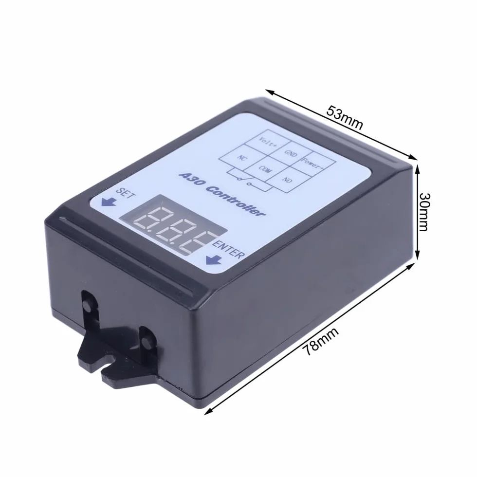 Moduł monitorowania napięcia z opóźnieniem, A30-U1 DC 0-99,9 V Voltage Monitor moduł, programowalny kontroler przekaźnika opóźniającego, ochrona baterii