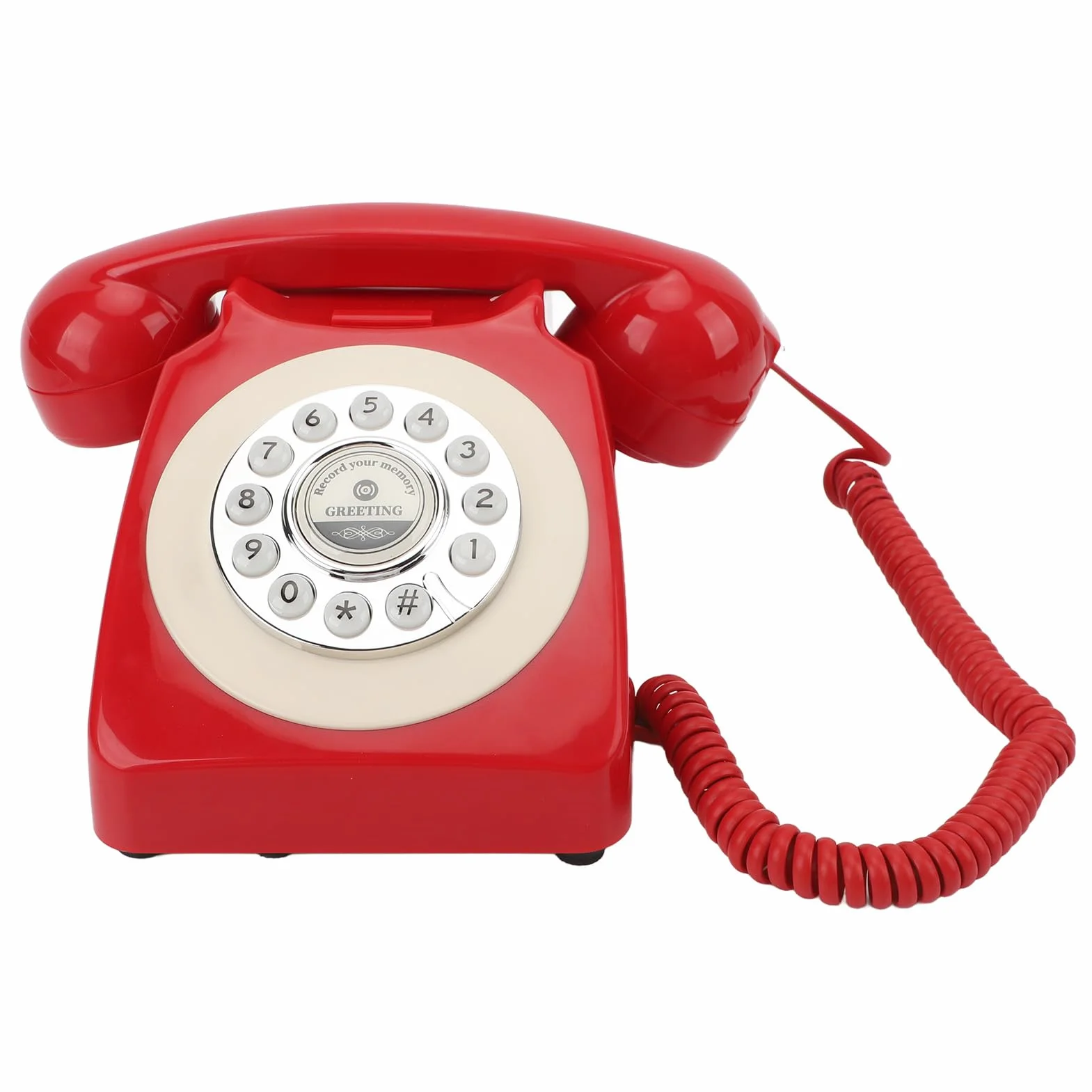 Audio Księga Gości Telefon Vintage Czysty Dźwięk 120h Nagrywania Karta Pamięci 8GB Mikrofon Premium (czerwony)